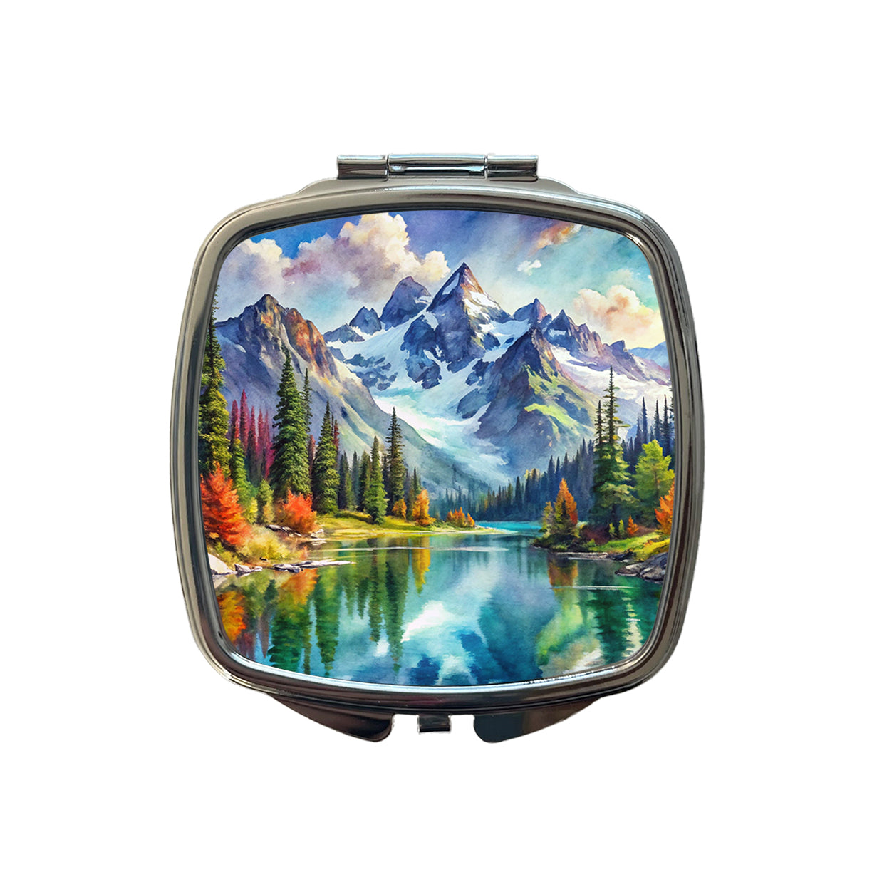North Cascades National Park Washington Watercolor Style Small Travel Purse Handbag Pocket Makeup Compact Mirror