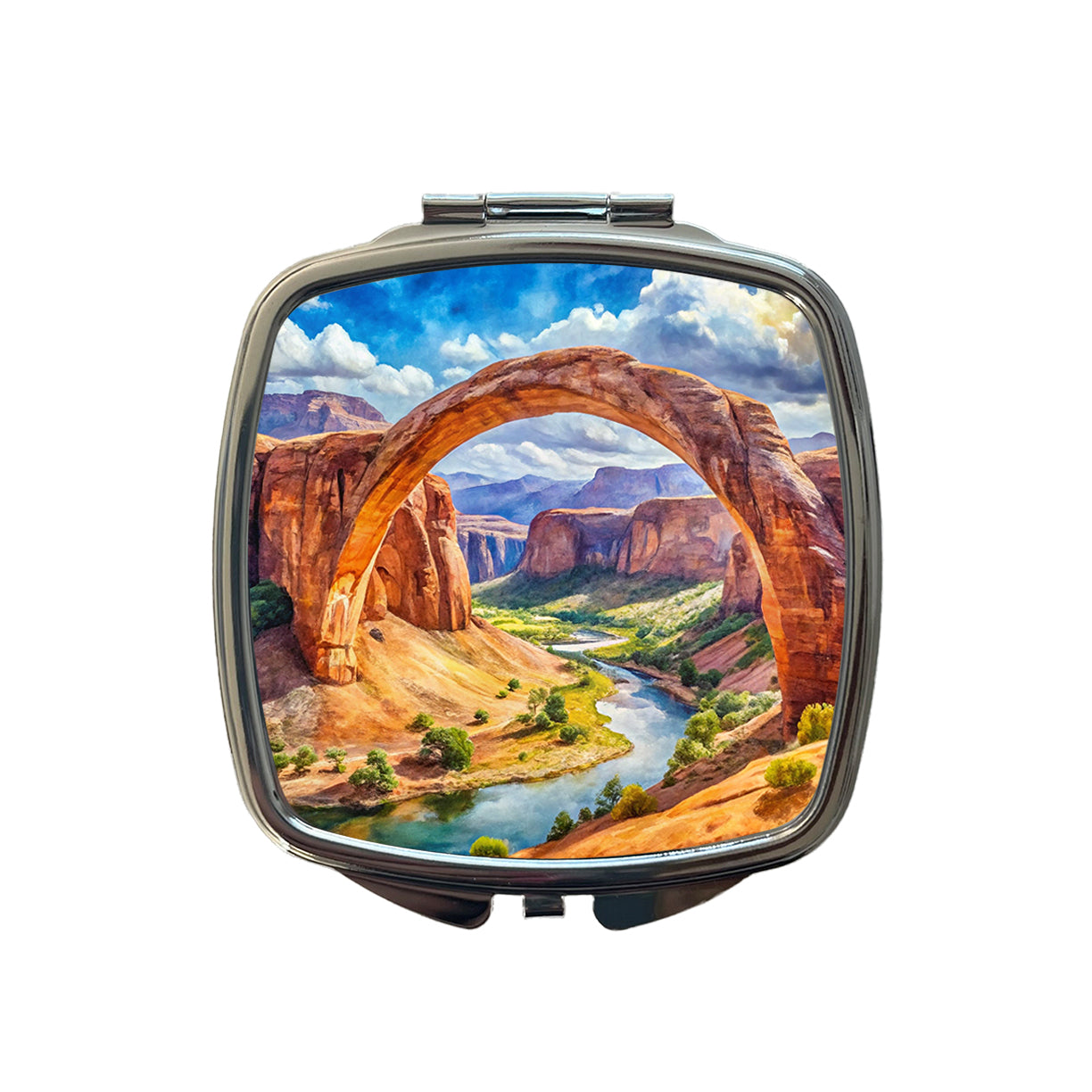 Rainbow Bridge National Monument Utah Watercolor Style Small Travel Purse Handbag Pocket Makeup Compact Mirror