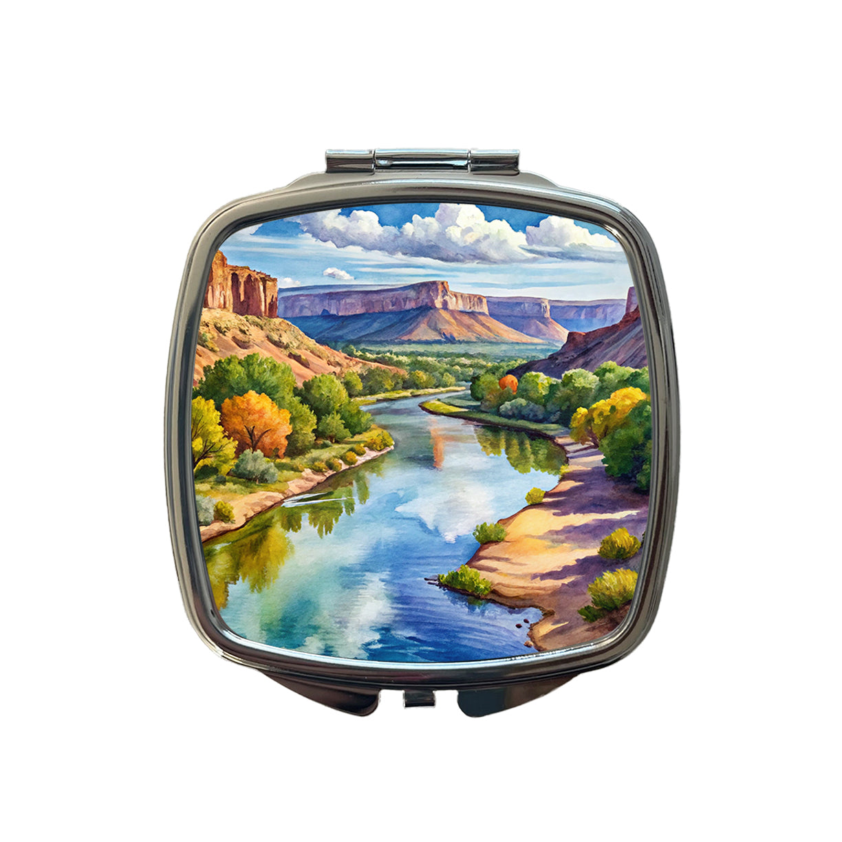 Rio Grande del Norte National Monument New Mexico Watercolor Style Small Travel Purse Handbag Pocket Makeup Compact Mirror