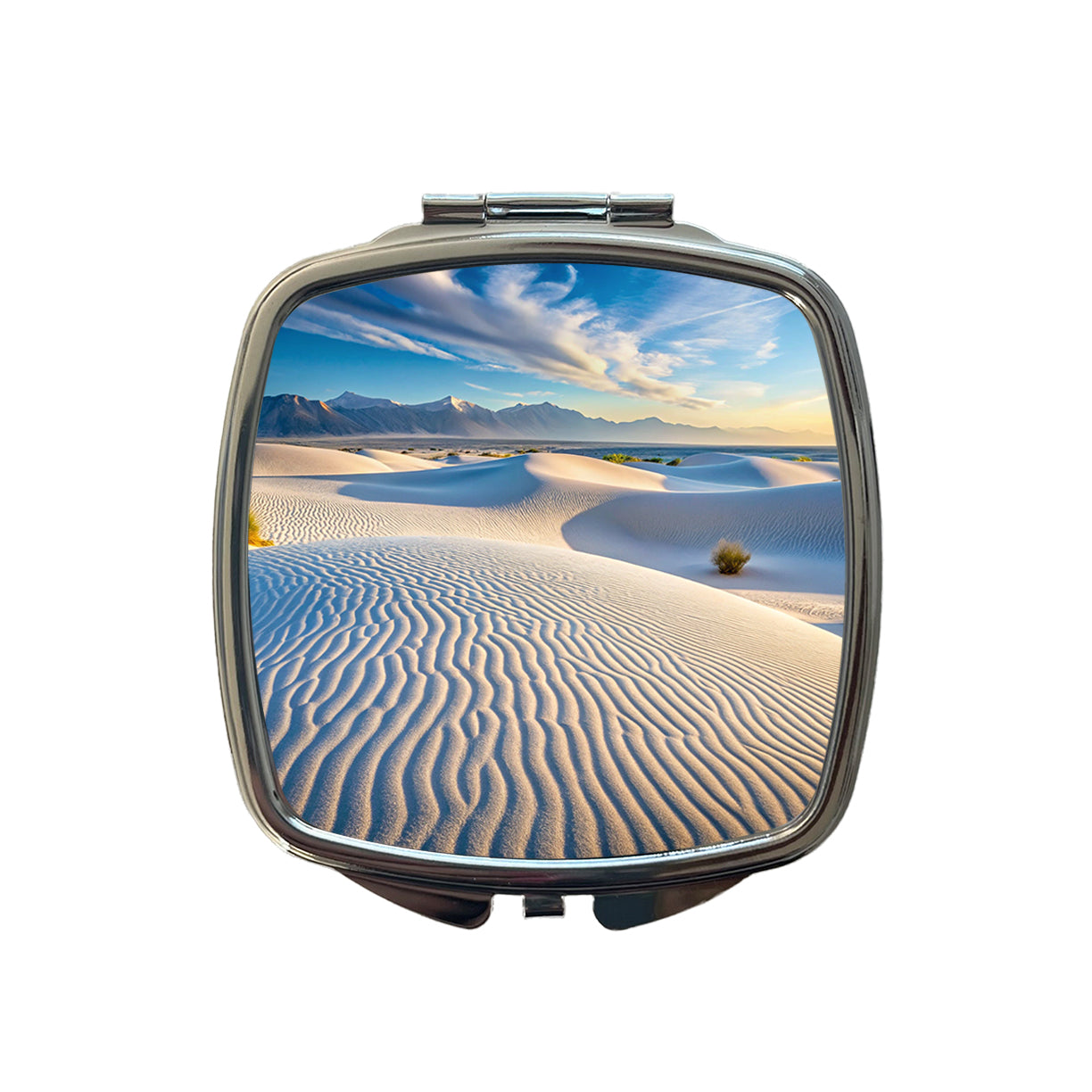 White Sands National Park New Mexico Watercolor Style Small Travel Purse Handbag Pocket Makeup Compact Mirror
