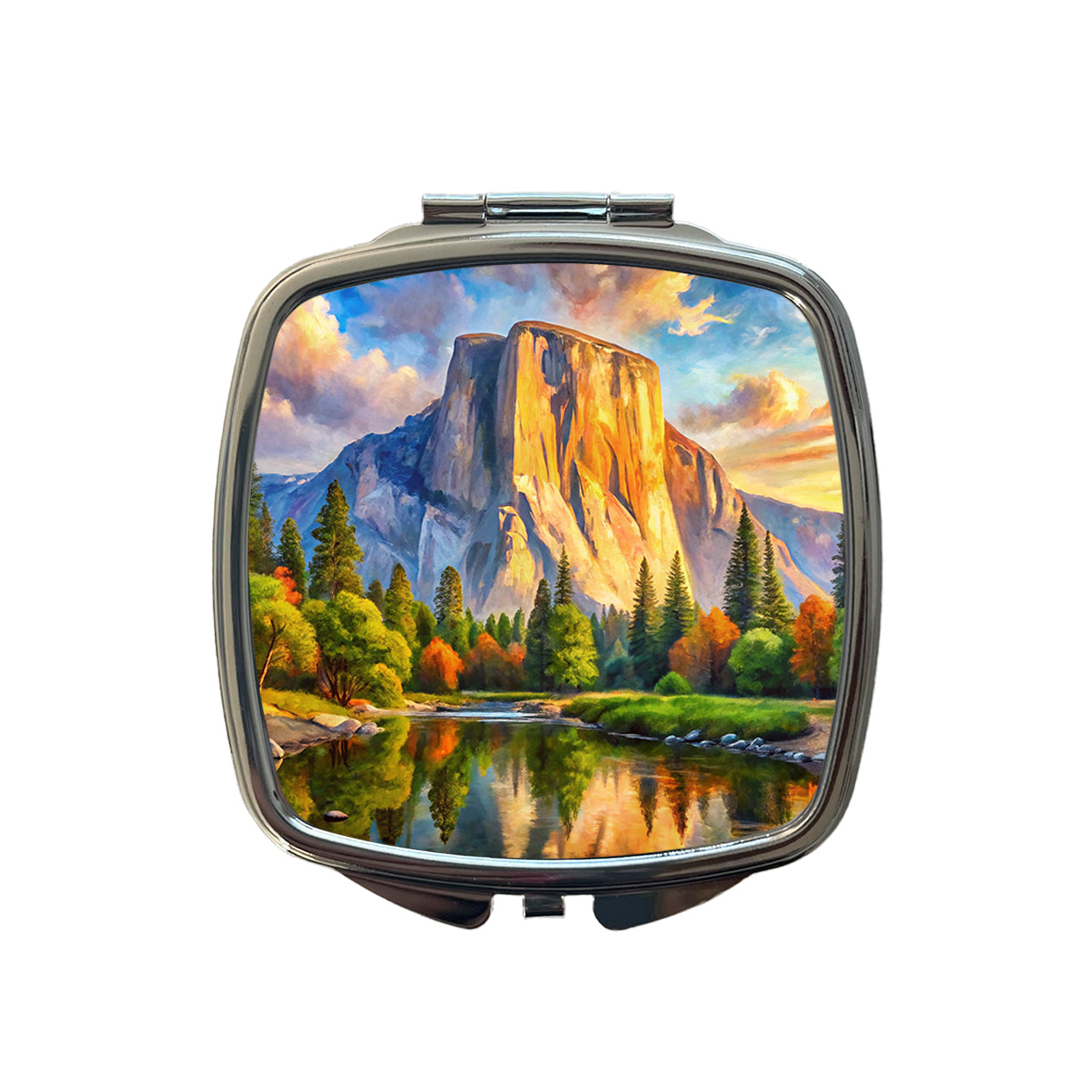 Yosemite National Park El Capitan Watercolor Style Small Travel Purse Handbag Pocket Makeup Compact Mirror
