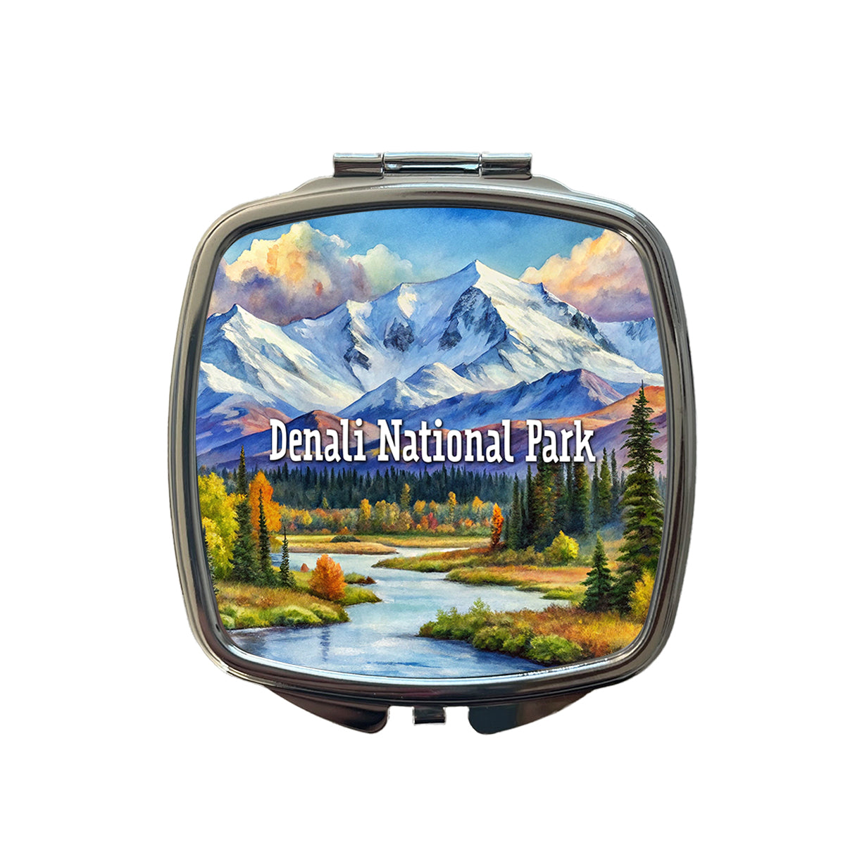 Denali National Park Alaska Small Travel Purse Handbag Pocket Makeup Compact Mirror