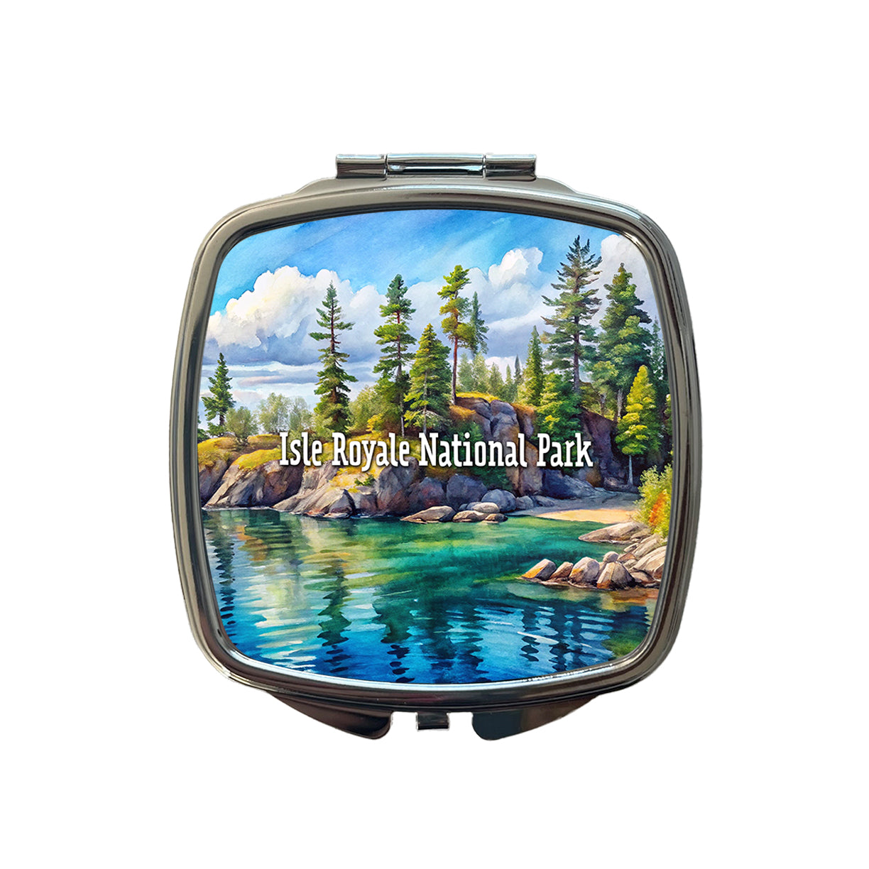 Isle Royale National Park Michigan Small Travel Purse Handbag Pocket Makeup Compact Mirror