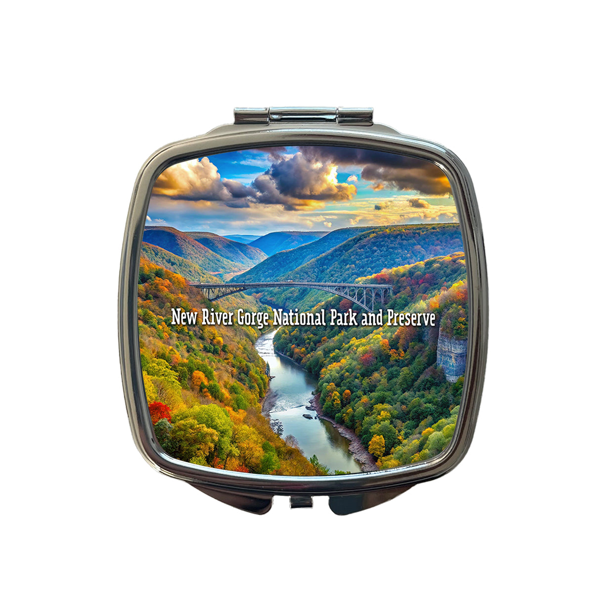 New River Gorge National Park and Preserve West Virginia Small Travel Purse Handbag Pocket Makeup Compact Mirror