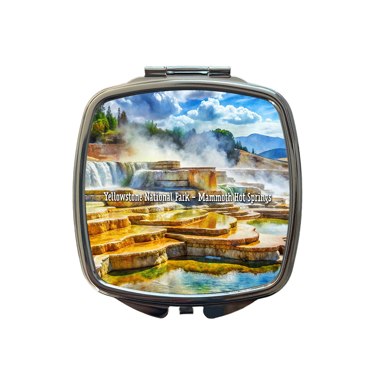 Yellowstone National Park Mammoth Hot Springs Small Travel Purse Handbag Pocket Makeup Compact Mirror