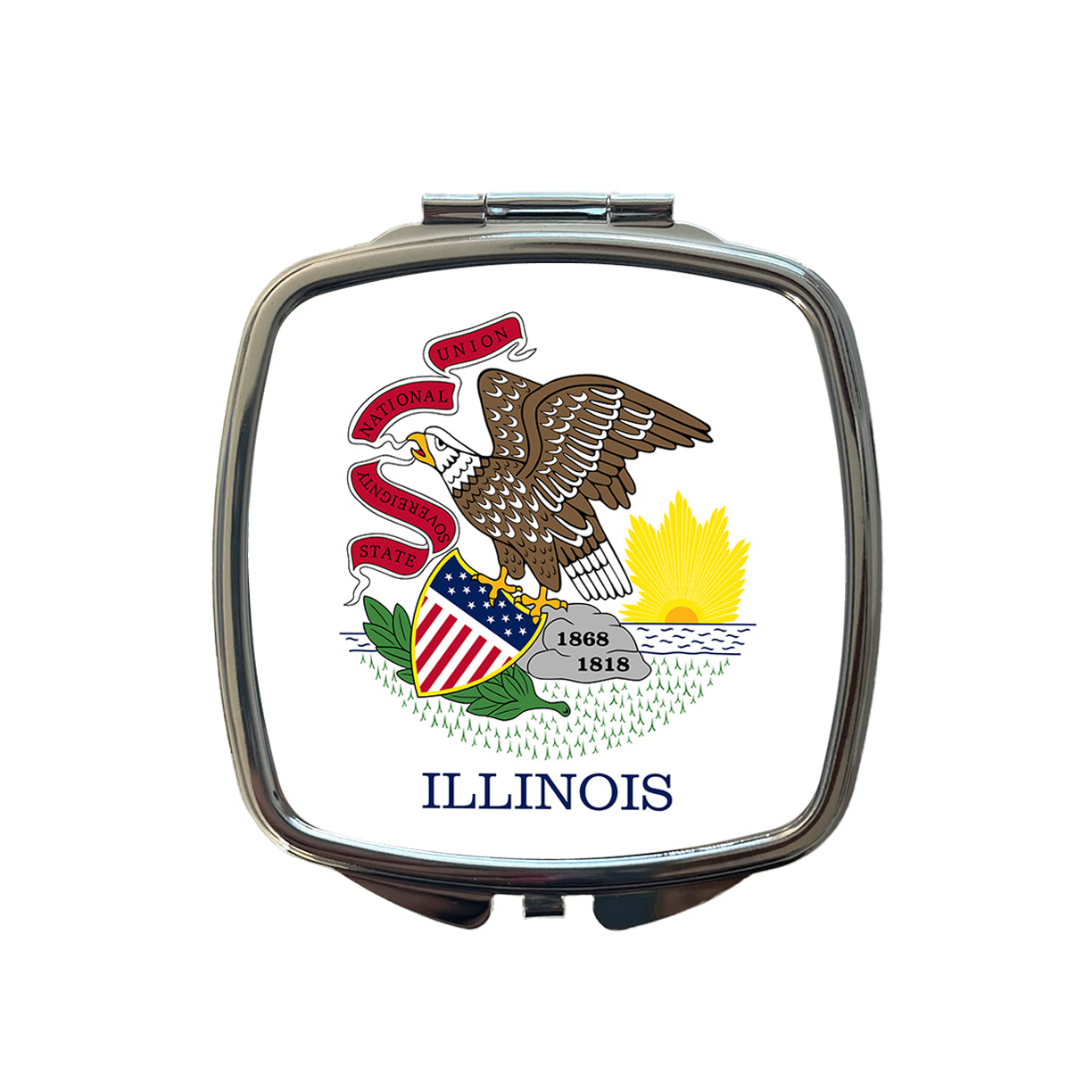 Illinois IL State Flag Small Travel Purse Handbag Pocket Makeup Compact Mirror