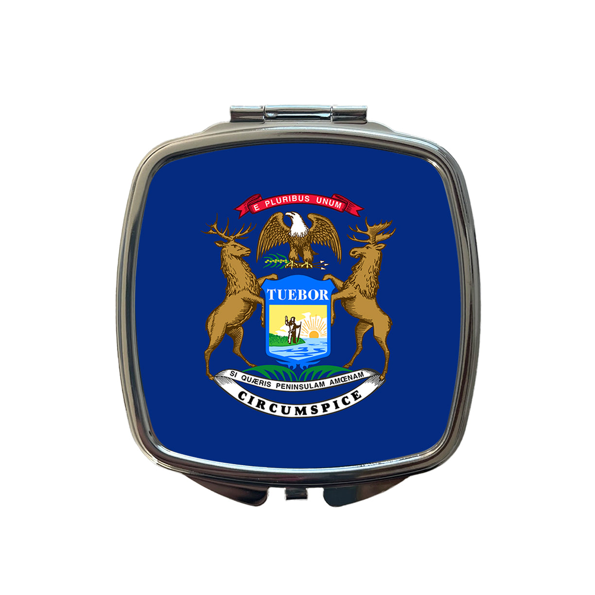 Michigan MI State Flag Small Travel Purse Handbag Pocket Makeup Compact Mirror