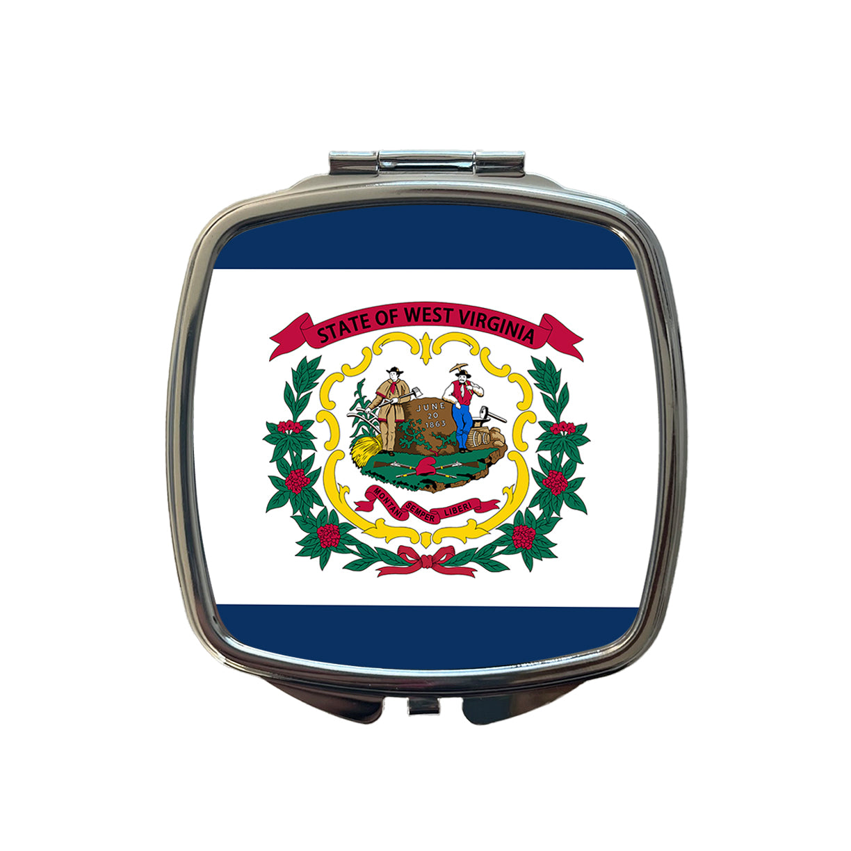 West Virginia WV State Flag Small Travel Purse Handbag Pocket Makeup Compact Mirror