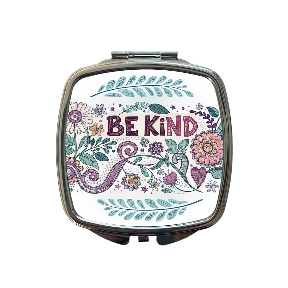 Be Kind Hippie Floral Pattern Small Travel Purse Handbag Pocket Makeup Compact Mirror