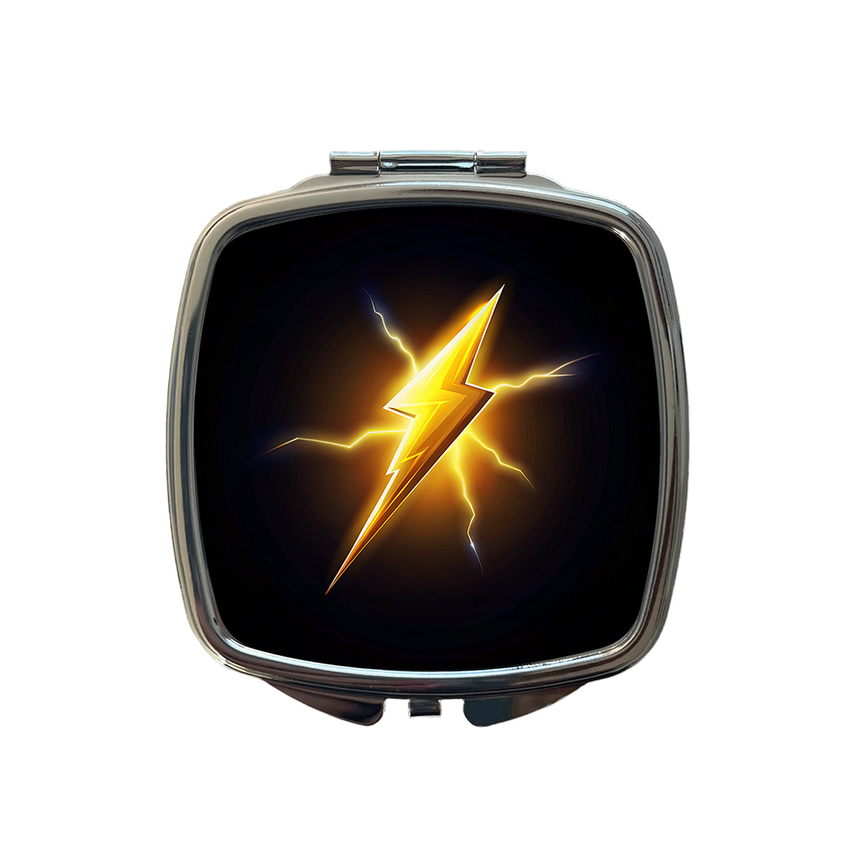 Cartoon Lightning Bolt On Black Small Travel Purse Handbag Pocket Makeup Compact Mirror