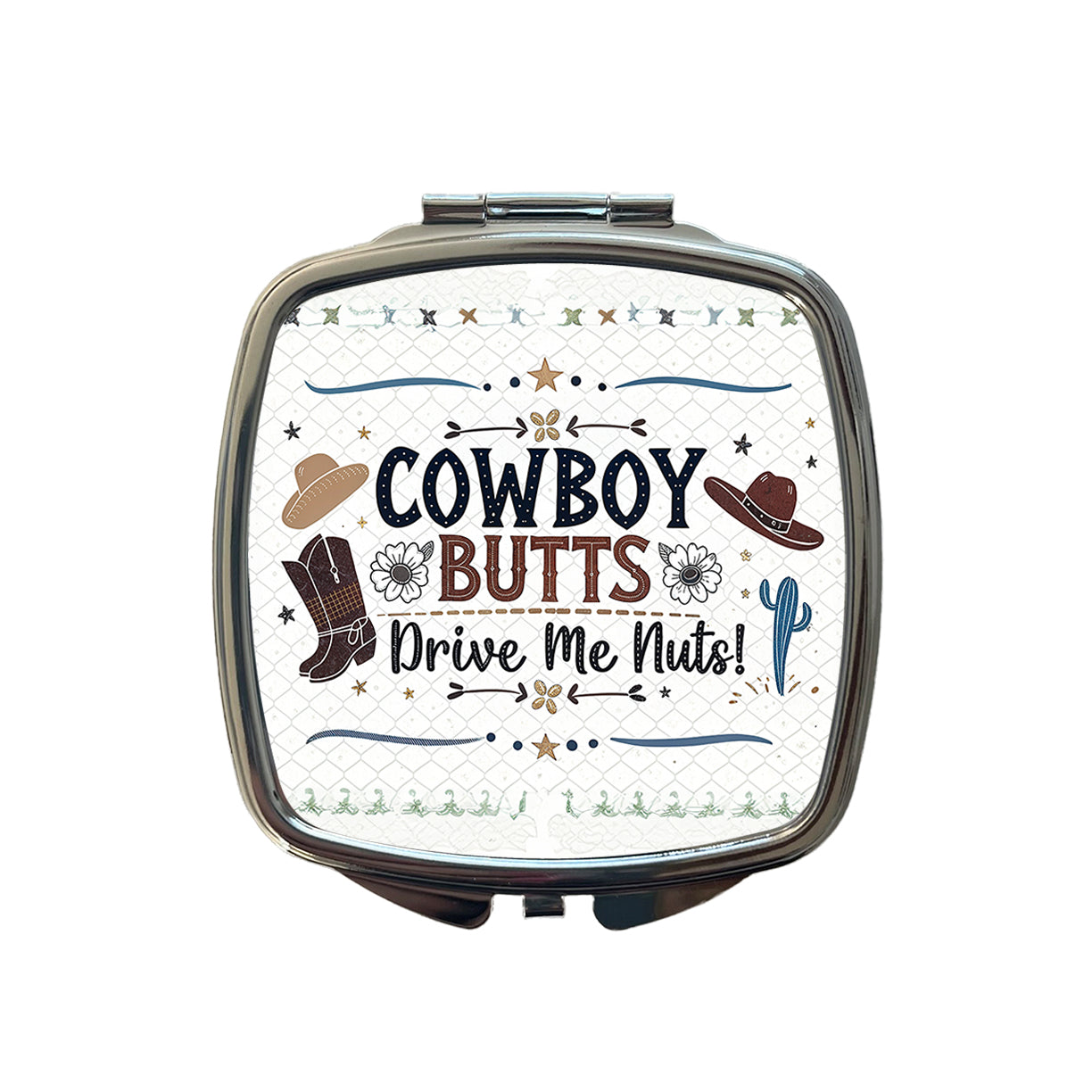 Cowboy Butts Drive Me Nuts Funny Small Travel Purse Handbag Pocket Makeup Compact Mirror