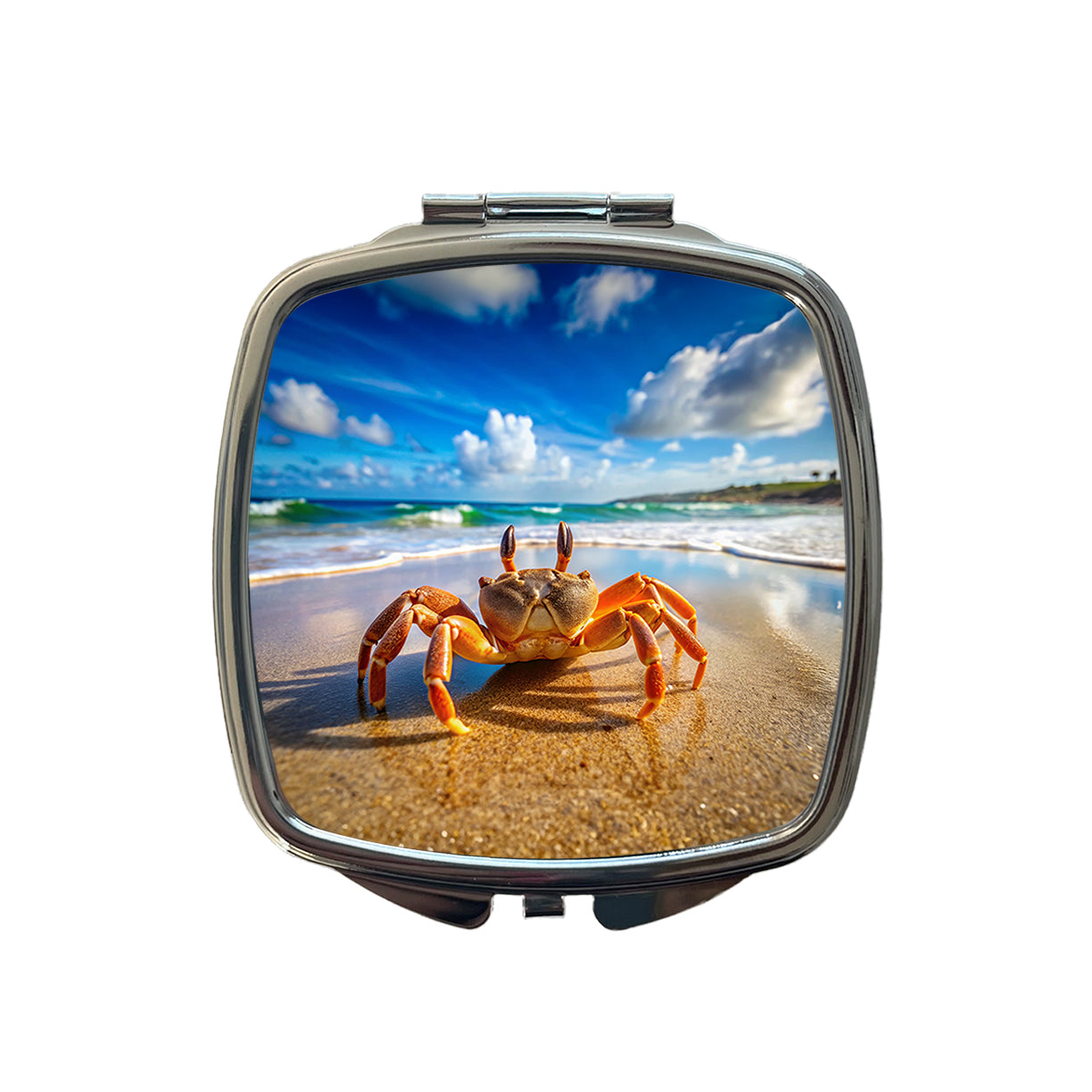 Crab On The Beach Small Travel Purse Handbag Pocket Makeup Compact Mirror