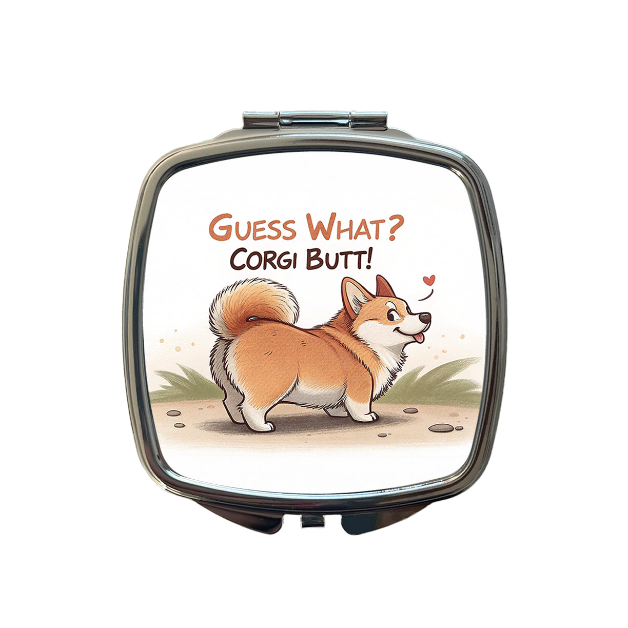 Guess What Corgi Butt Funny Dog Saying Small Travel Purse Handbag Pocket Makeup Compact Mirror