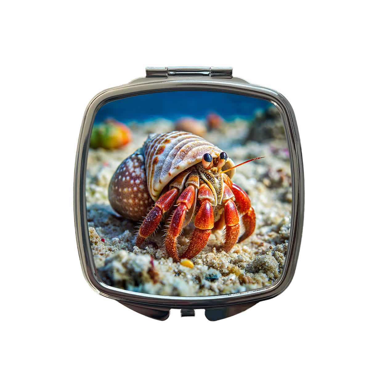 Hermit Crab in the Ocean Small Travel Purse Handbag Pocket Makeup Compact Mirror