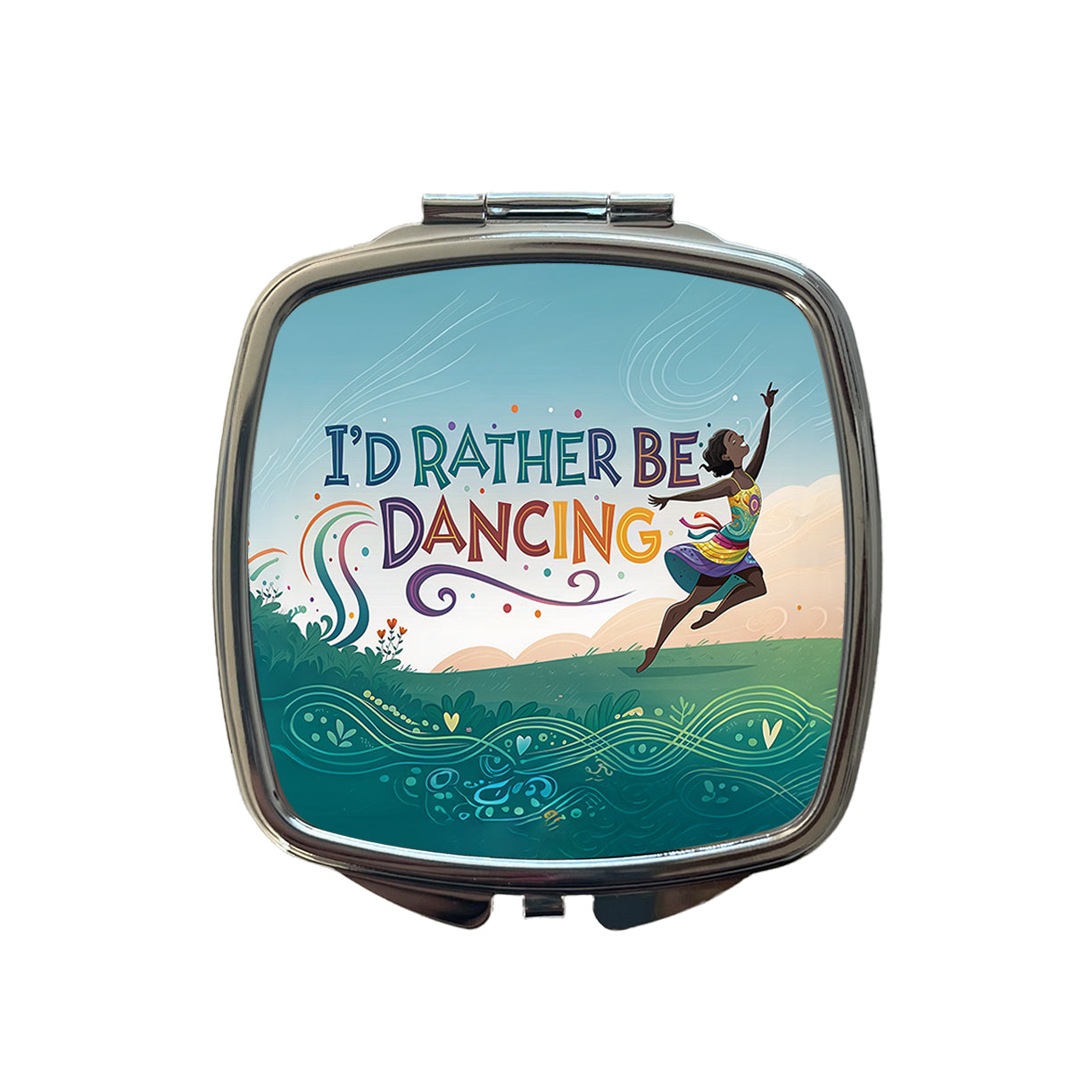 I'd Rather Be Dancing Dance Rainbow Small Travel Purse Handbag Pocket Makeup Compact Mirror