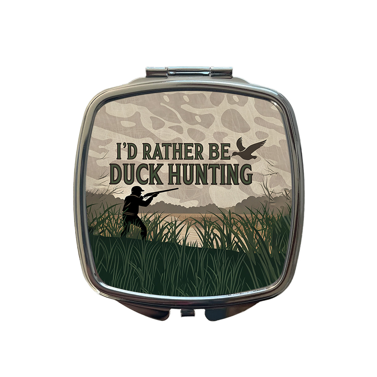 I'd Rather Be Duck Hunting Hunter Small Travel Purse Handbag Pocket Makeup Compact Mirror