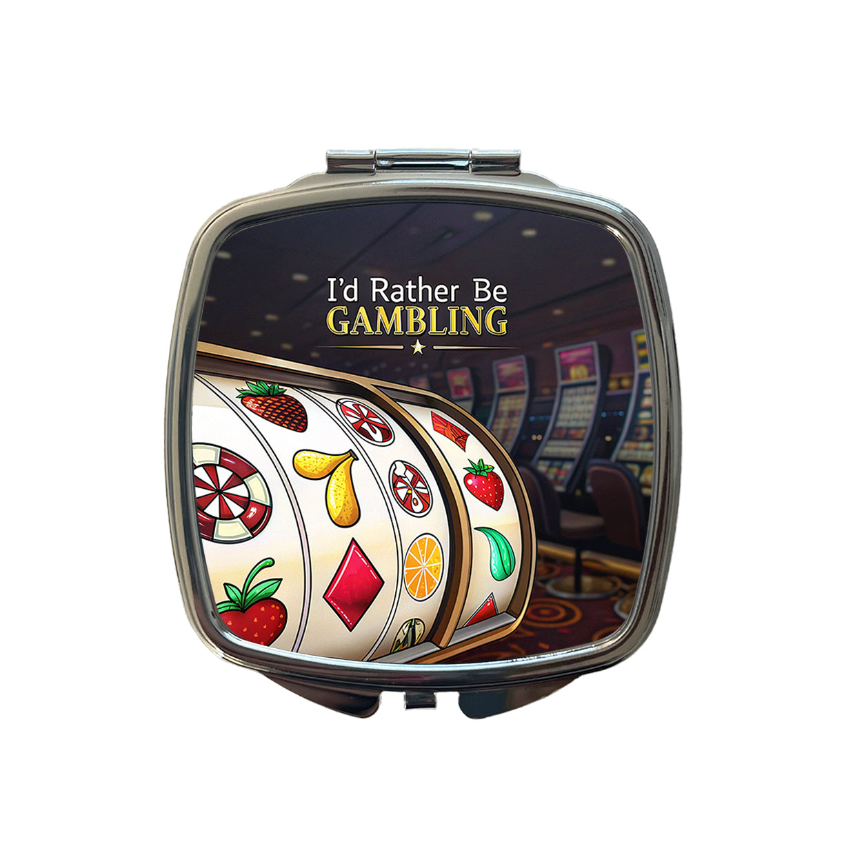 I'd Rather Be Gambling Slot Machines Small Travel Purse Handbag Pocket Makeup Compact Mirror