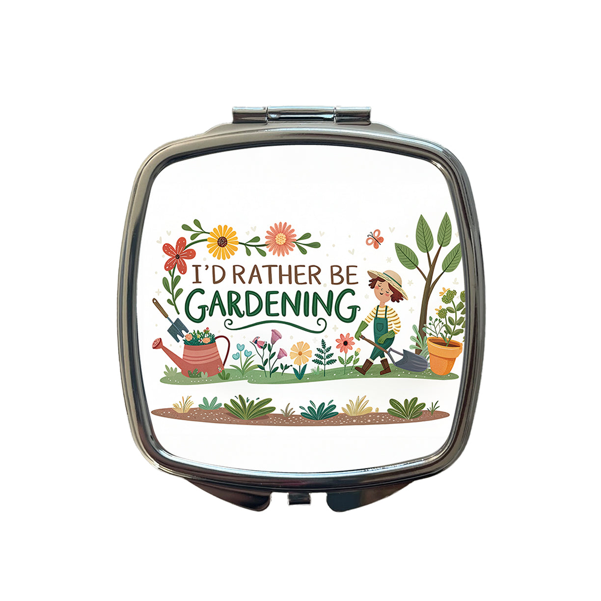 I'd Rather Be Gardening Small Travel Purse Handbag Pocket Makeup Compact Mirror