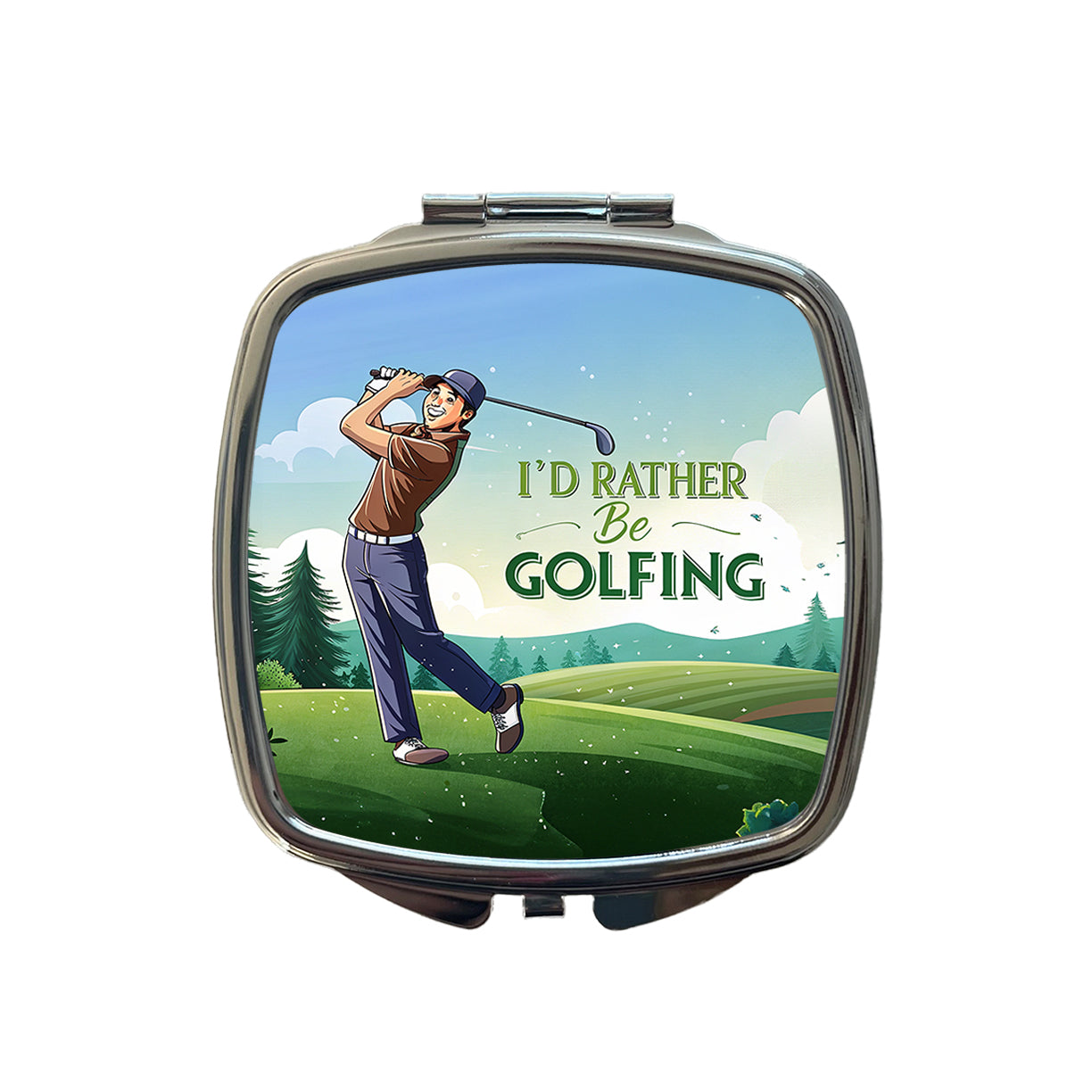 I'd Rather Be Golfing Man Golfer Small Travel Purse Handbag Pocket Makeup Compact Mirror