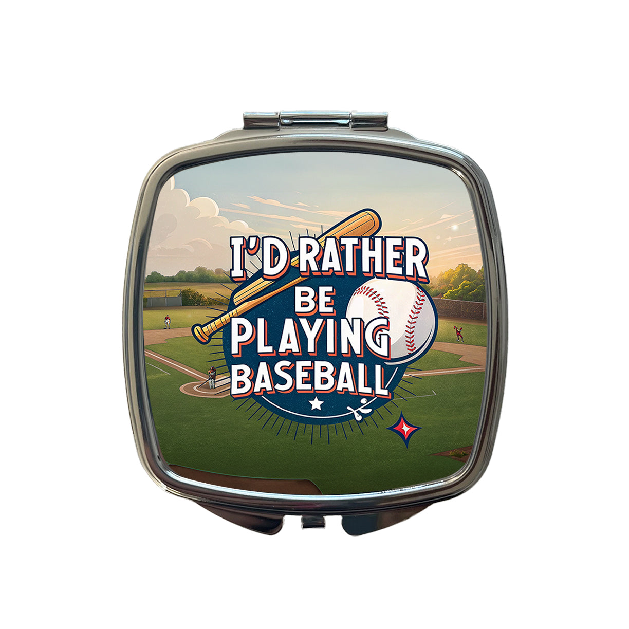I'd Rather Be Playing Baseball Small Travel Purse Handbag Pocket Makeup Compact Mirror