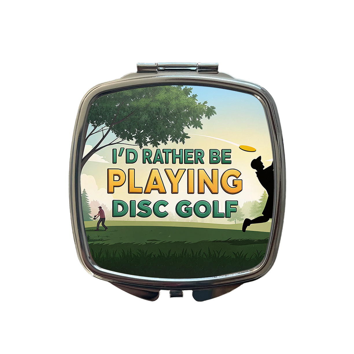 I'd Rather Be Playing Disc Golf Small Travel Purse Handbag Pocket Makeup Compact Mirror