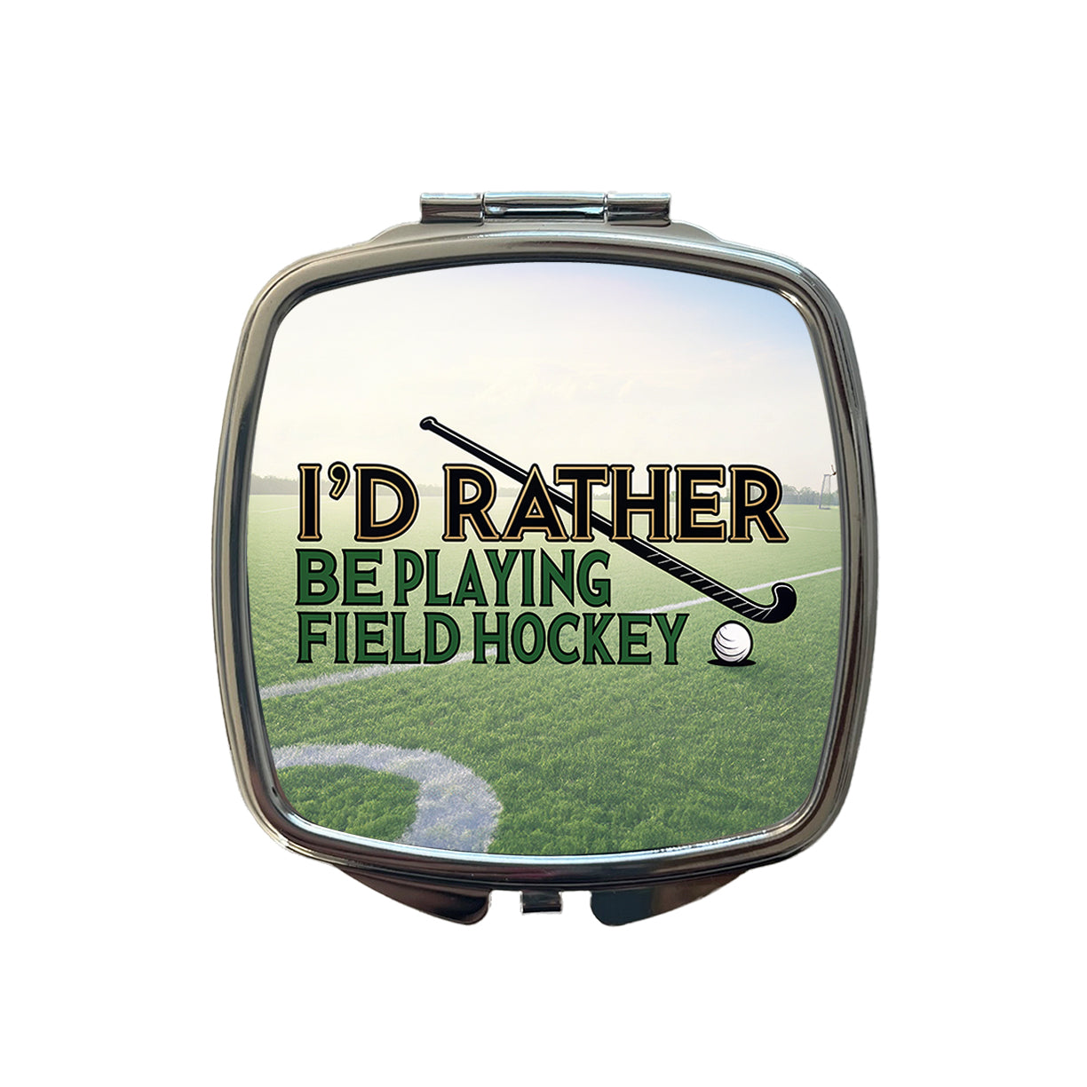 I'd Rather Be Playing Field Hockey Small Travel Purse Handbag Pocket Makeup Compact Mirror