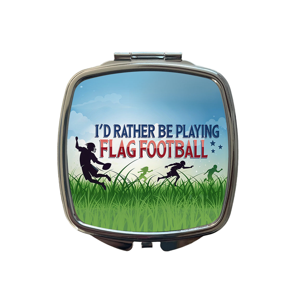 I'd Rather Be Playing Flag Football Small Travel Purse Handbag Pocket Makeup Compact Mirror