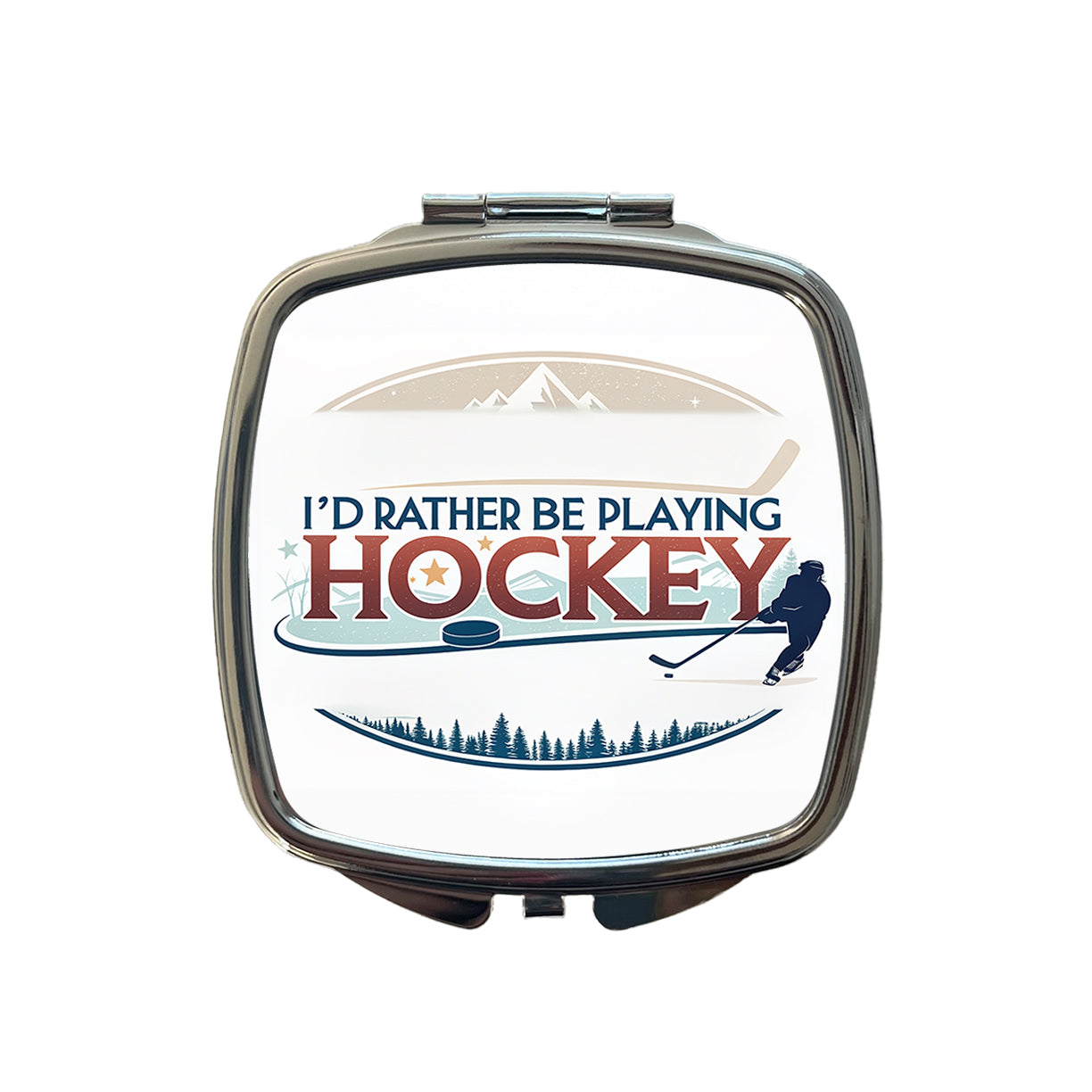 I'd Rather Be Playing Hockey Small Travel Purse Handbag Pocket Makeup Compact Mirror