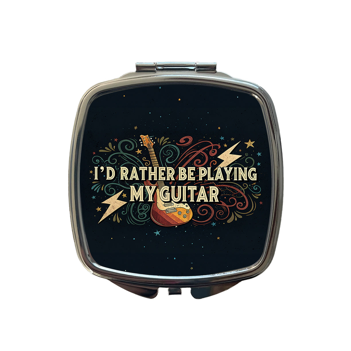 I'd Rather Be Playing My Guitar Rock And Roll Small Travel Purse Handbag Pocket Makeup Compact Mirror