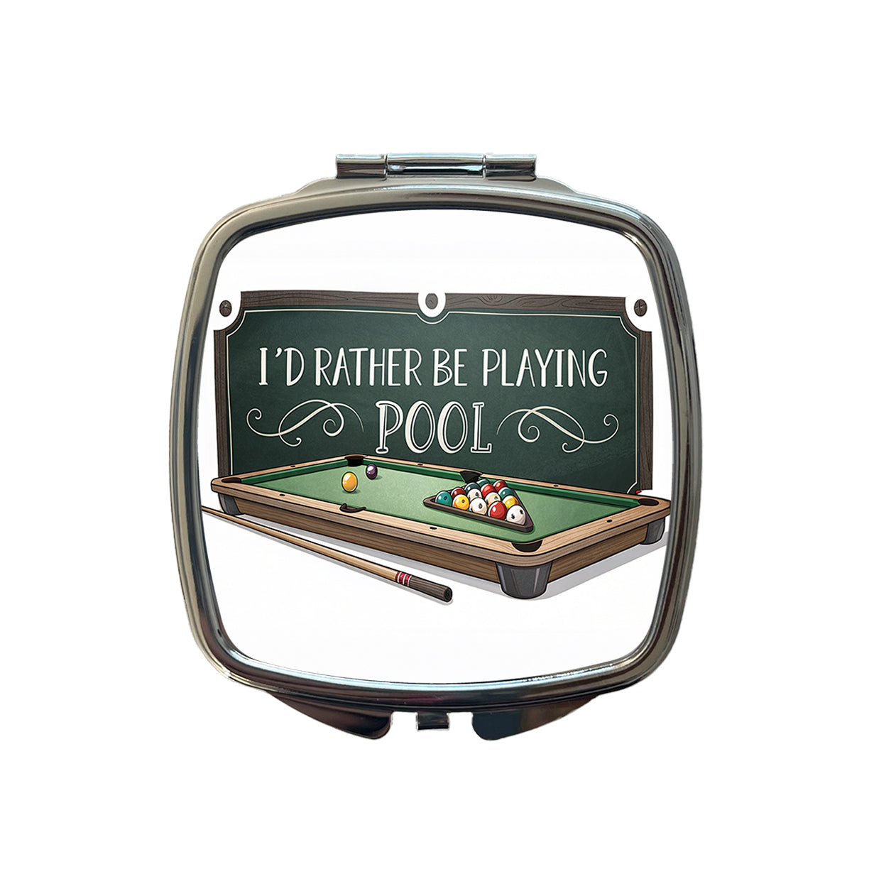 I'd Rather Be Playing Pool Small Travel Purse Handbag Pocket Makeup Compact Mirror
