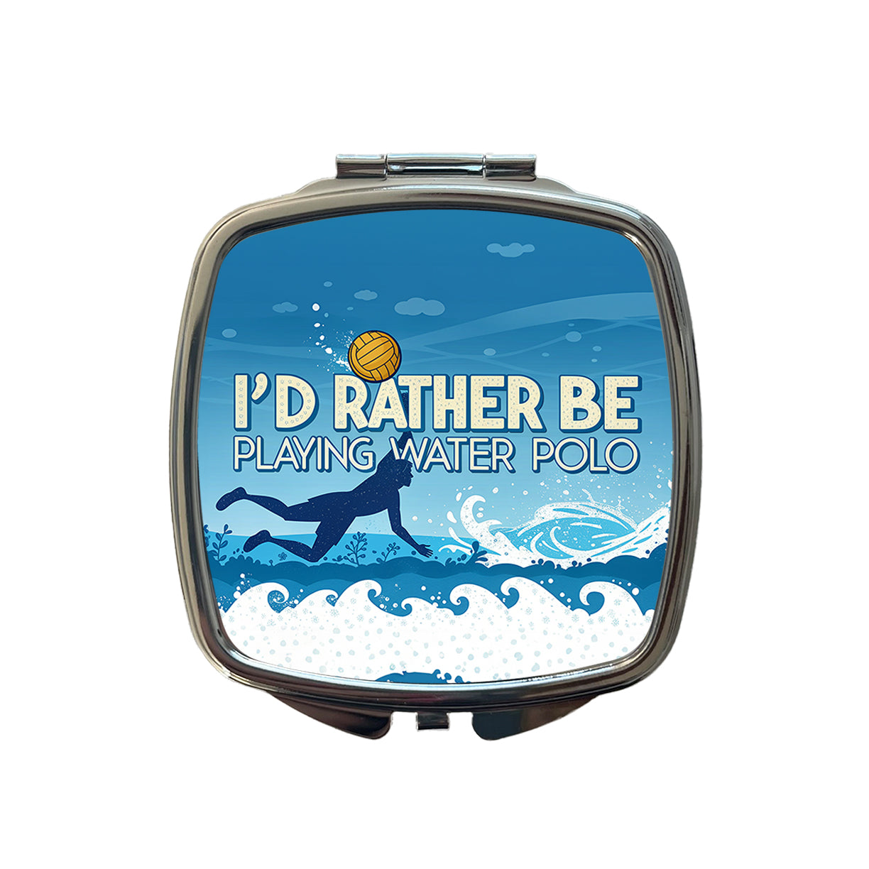 I'd Rather Be Playing Water Polo Small Travel Purse Handbag Pocket Makeup Compact Mirror