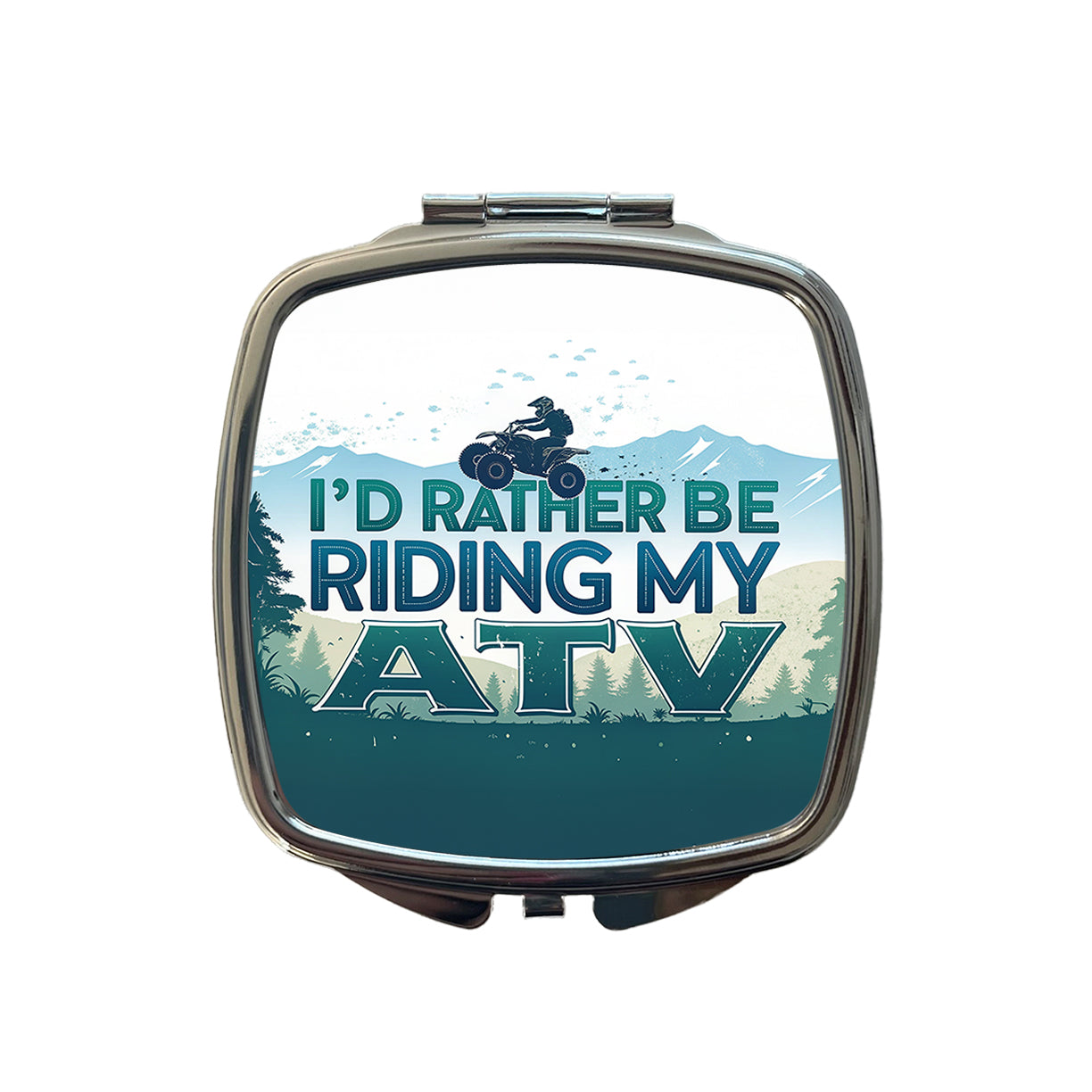 I'd Rather Be Riding My ATV Small Travel Purse Handbag Pocket Makeup Compact Mirror