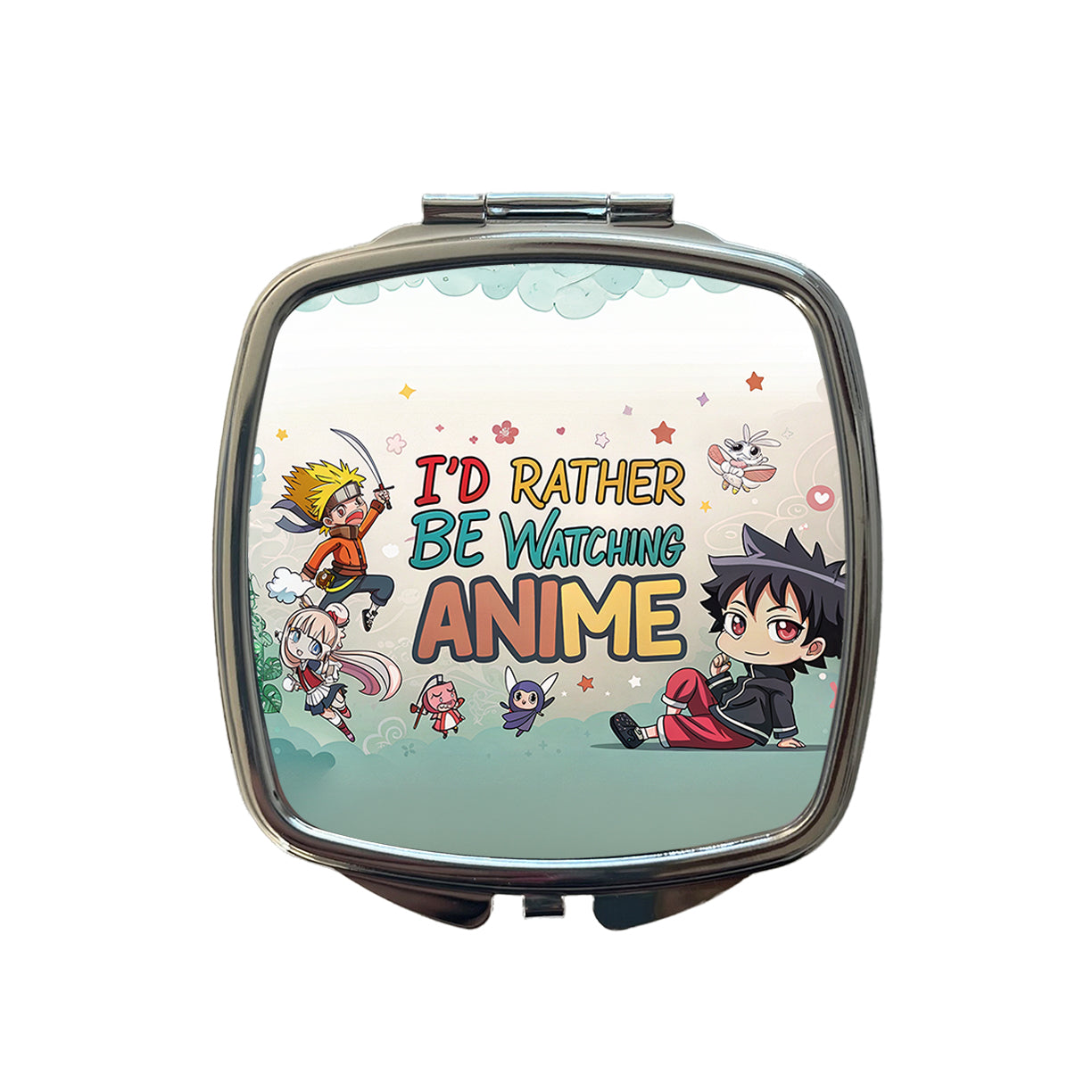 I'd Rather Be Watching Anime Small Travel Purse Handbag Pocket Makeup Compact Mirror