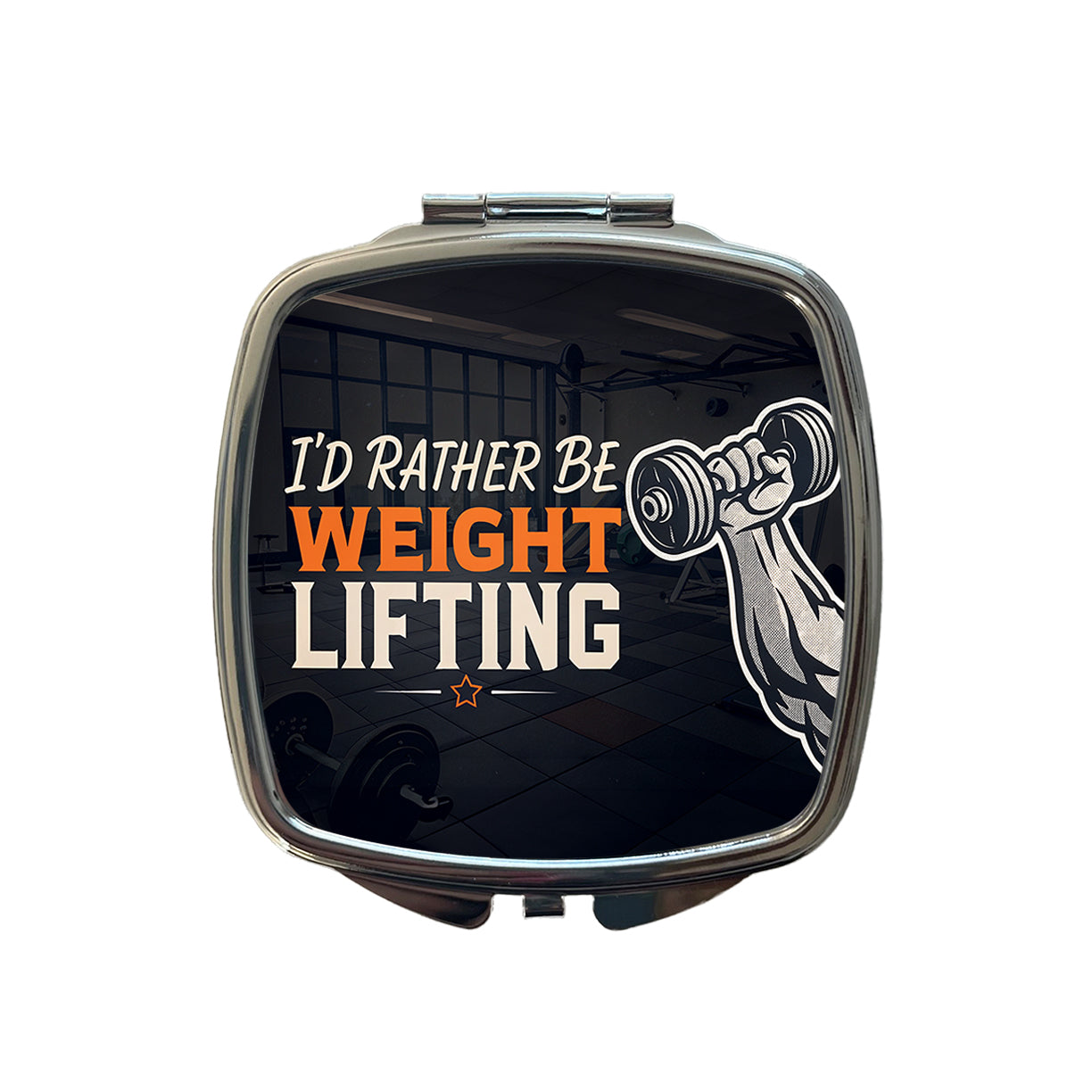 I'd Rather Be Weight Lifting Dumbbell Small Travel Purse Handbag Pocket Makeup Compact Mirror