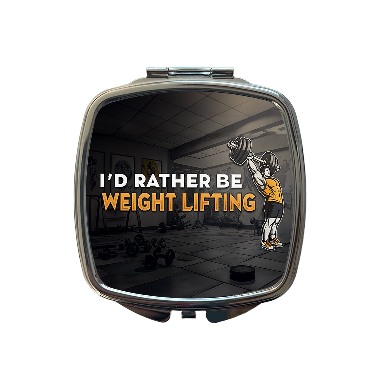I'd Rather Be Weight Lifting Gym Small Travel Purse Handbag Pocket Makeup Compact Mirror