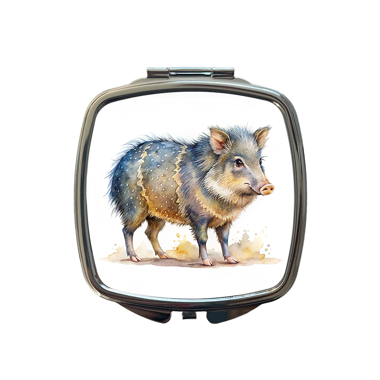 Javelina Watercolor Small Travel Purse Handbag Pocket Makeup Compact Mirror