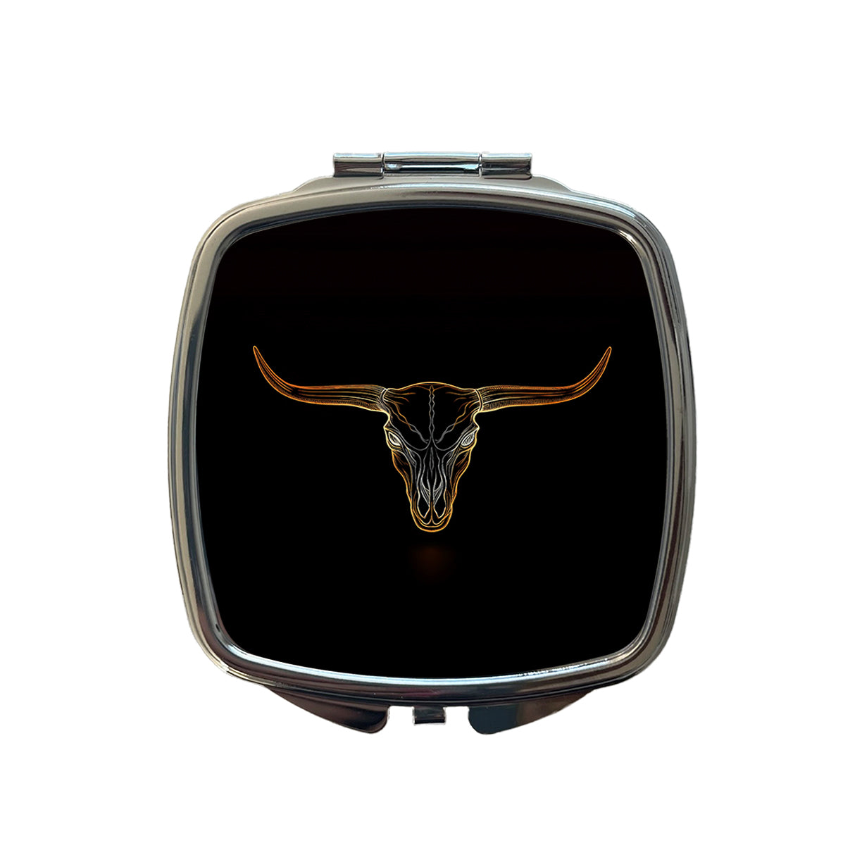 Longhorn Cattle Skull Outline Small Travel Purse Handbag Pocket Makeup Compact Mirror