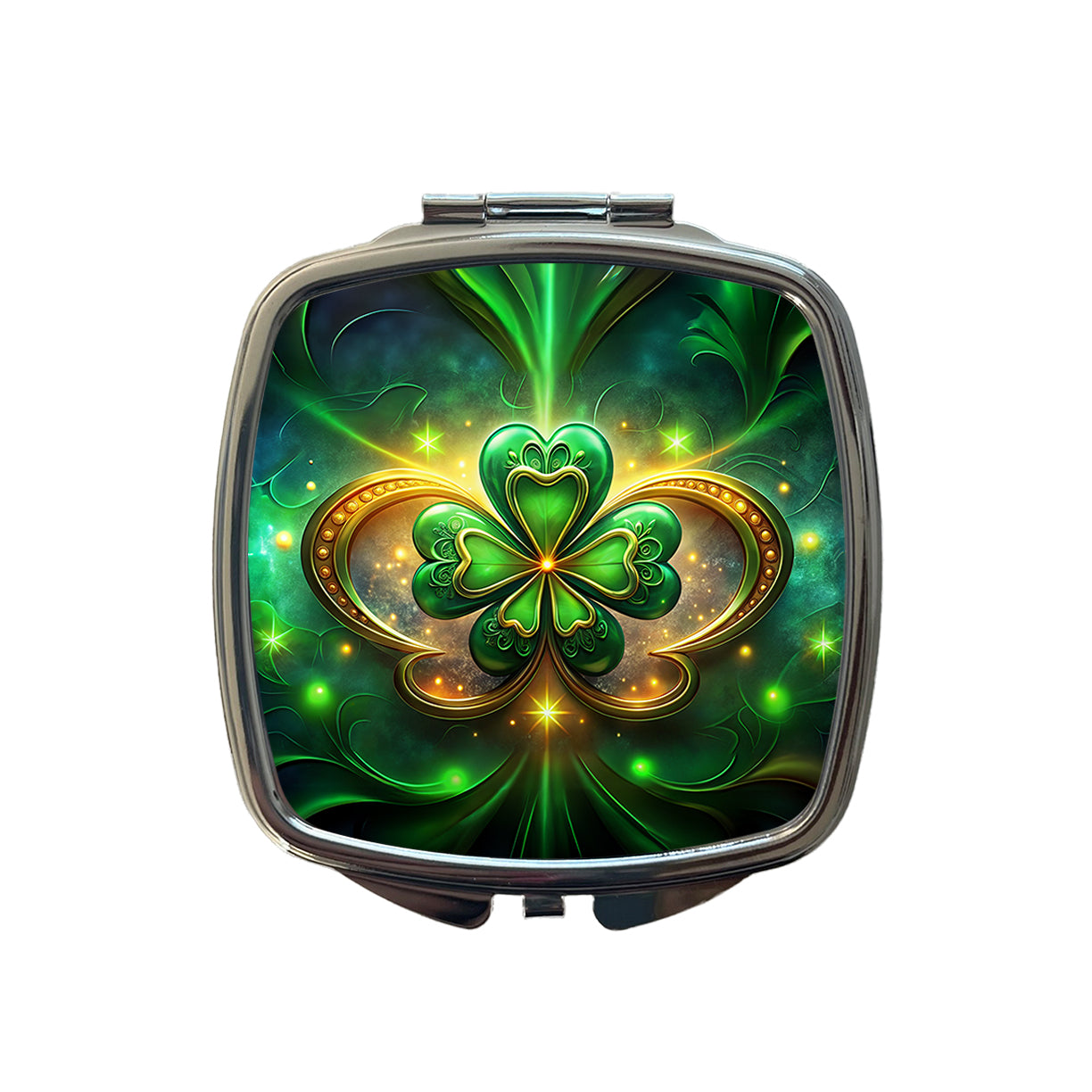 Luck Of The Irish Clover Design Small Travel Purse Handbag Pocket Makeup Compact Mirror