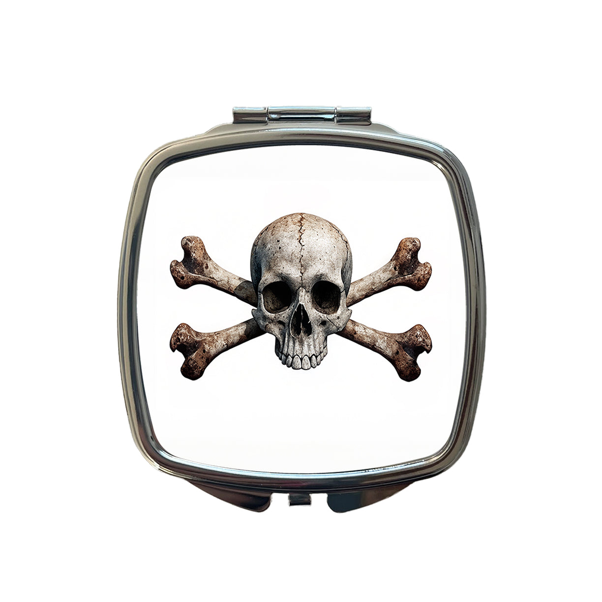 Pirate Skull And Crossbones on White Small Travel Purse Handbag Pocket Makeup Compact Mirror