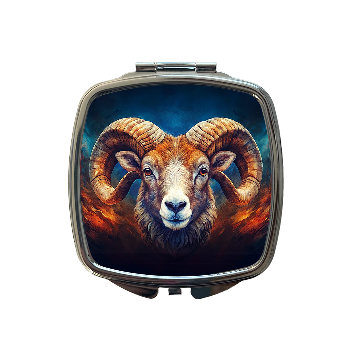 Ram Head Colorful Background Small Travel Purse Handbag Pocket Makeup Compact Mirror