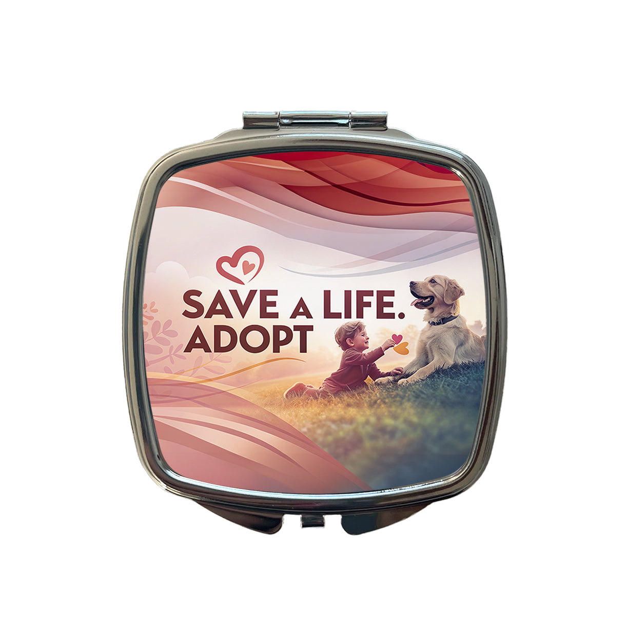 Save A Life Adopt Pet Rescue Adoption Small Travel Purse Handbag Pocket Makeup Compact Mirror