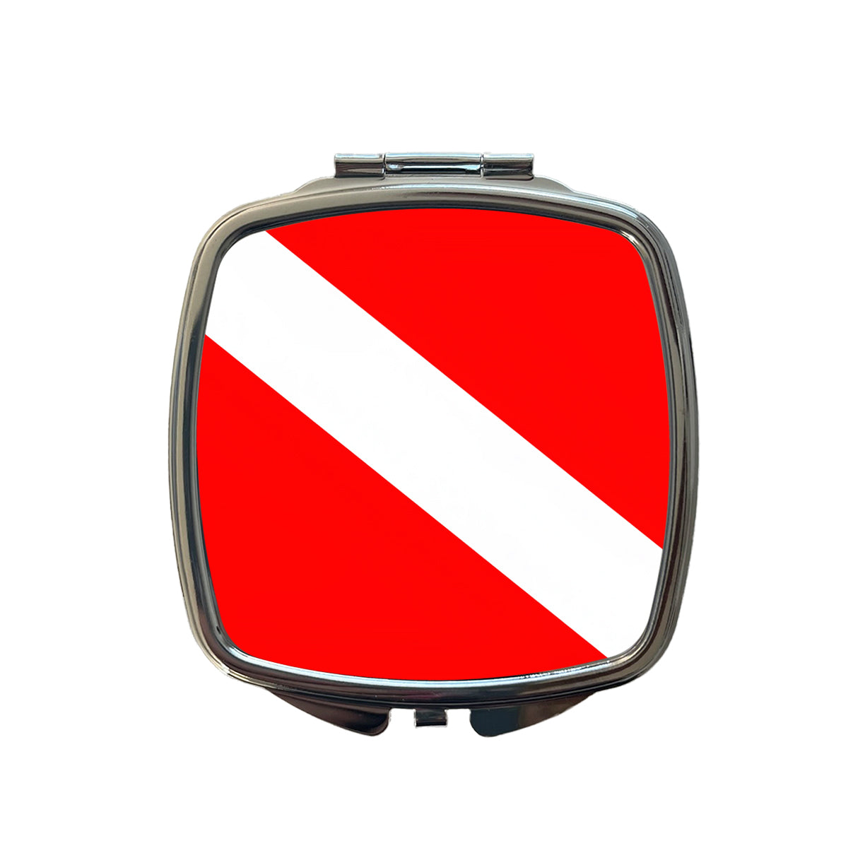 Scuba Diving Flag Red White Diver Down Small Travel Purse Handbag Pocket Makeup Compact Mirror
