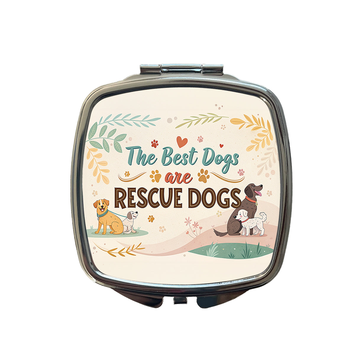 The Best Dogs Are Rescue Dogs Adopt Small Travel Purse Handbag Pocket Makeup Compact Mirror