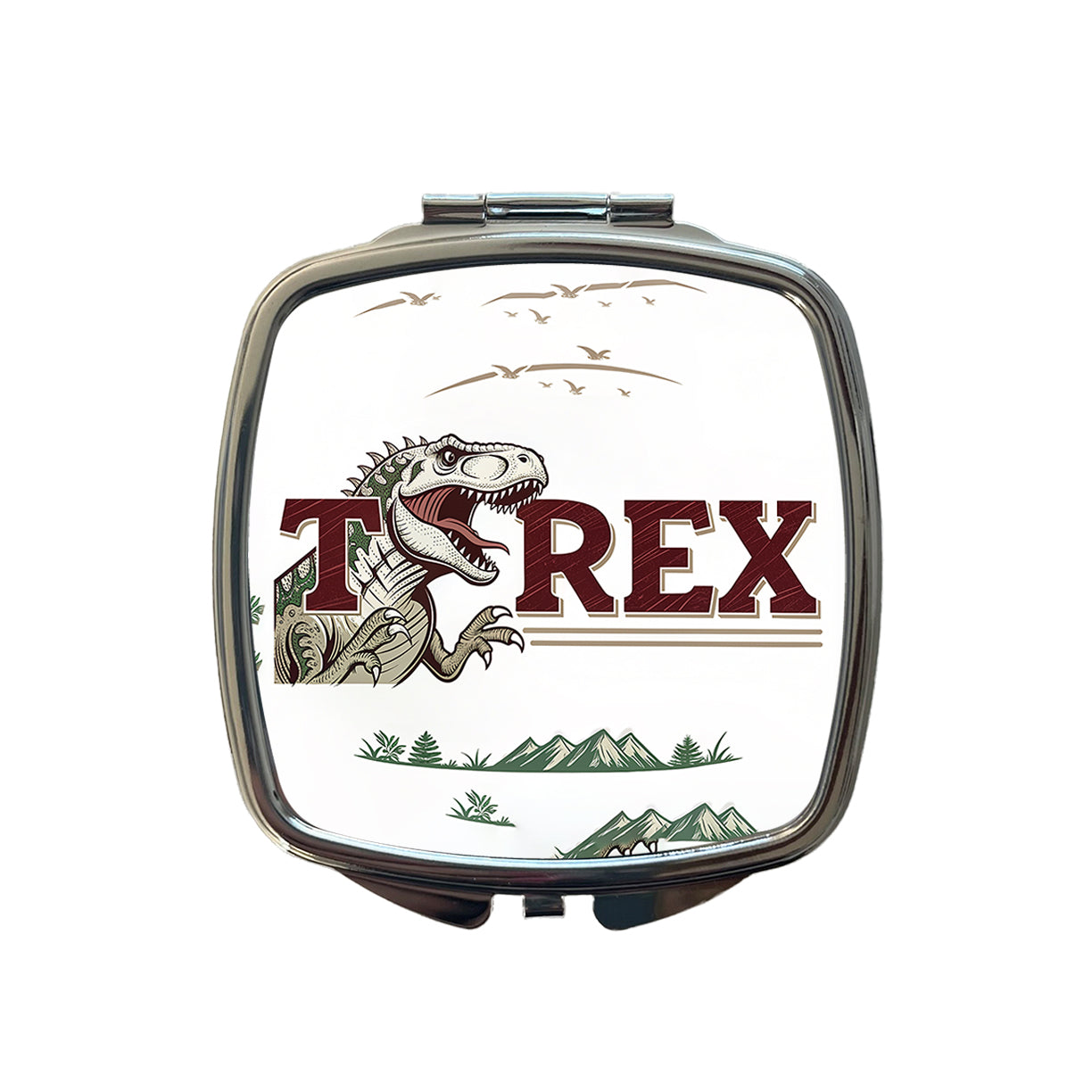 Tyrannosaurus T-Rex Dinosaur Cartoon Small Travel Purse Handbag Pocket Makeup Compact Mirror