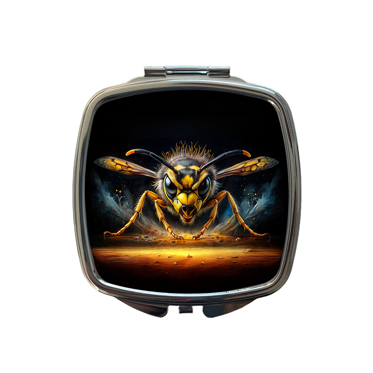 Angry Yellowjacket Watercolor Small Travel Purse Handbag Pocket Makeup Compact Mirror