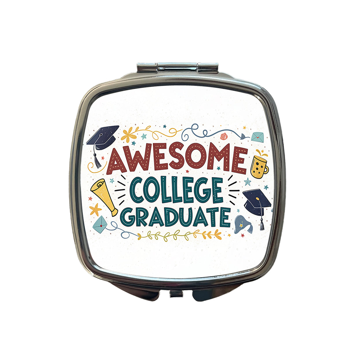 Awesome College Graduate Graduation Inspirational Small Travel Purse Handbag Pocket Makeup Compact Mirror