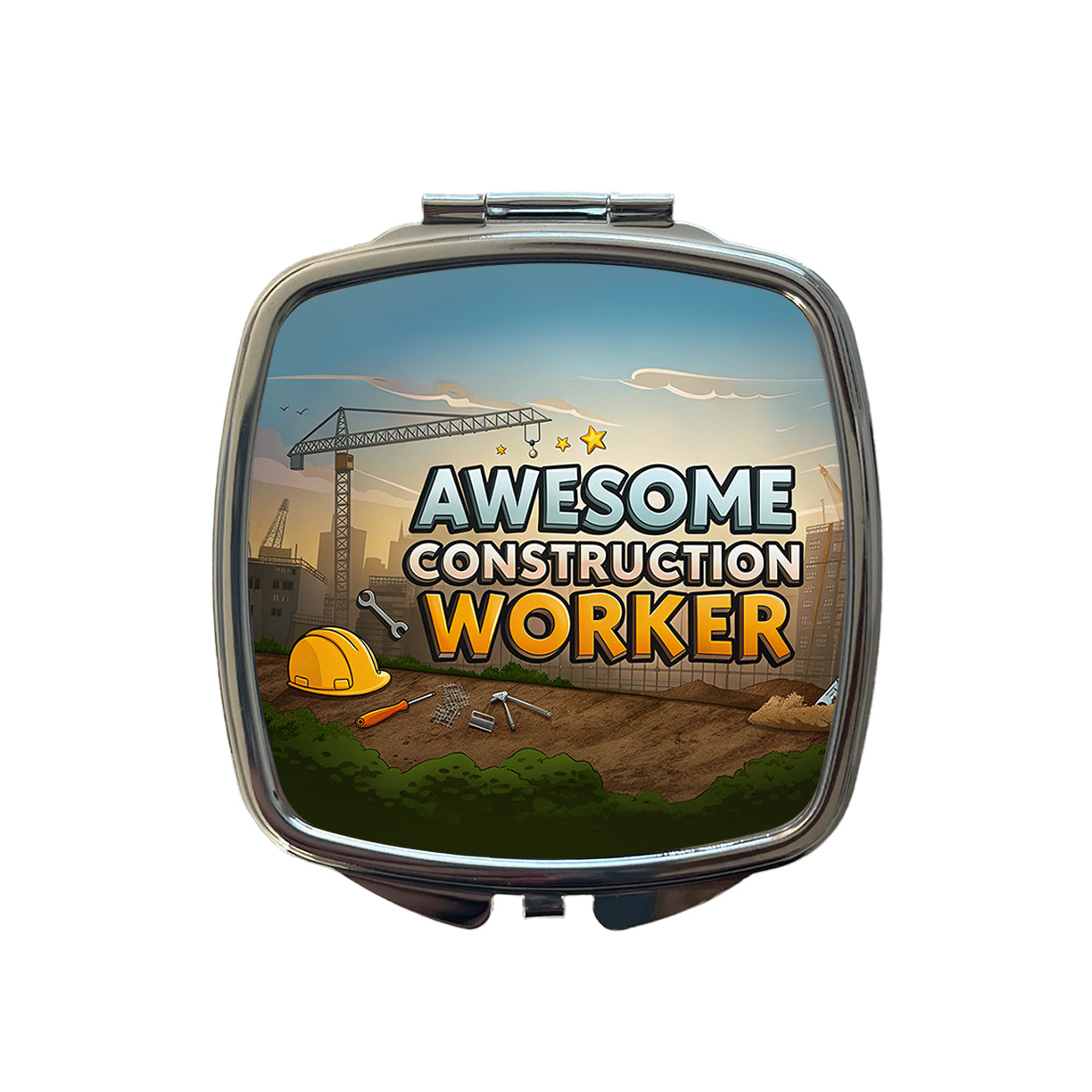 Awesome Construction Worker Inspirational Small Travel Purse Handbag Pocket Makeup Compact Mirror
