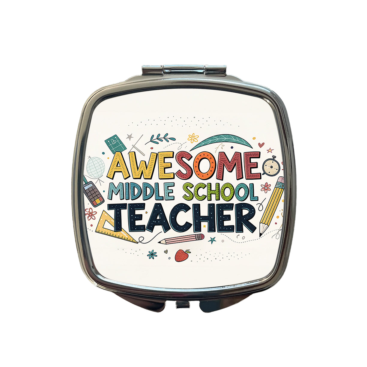 Awesome Middle School Teacher Inspirational Small Travel Purse Handbag Pocket Makeup Compact Mirror