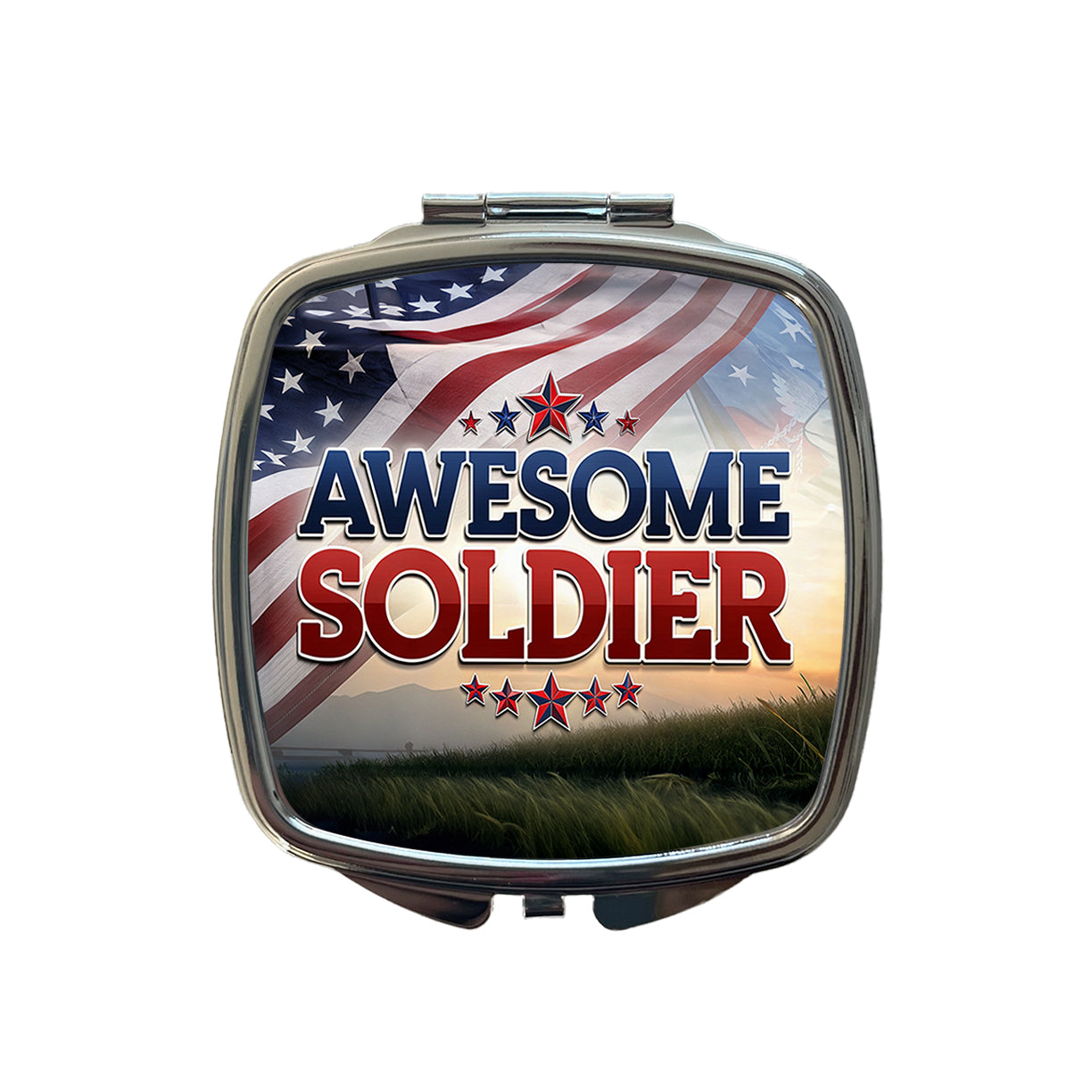 Awesome Soldier Patriotic Military Inspirational Small Travel Purse Handbag Pocket Makeup Compact Mirror