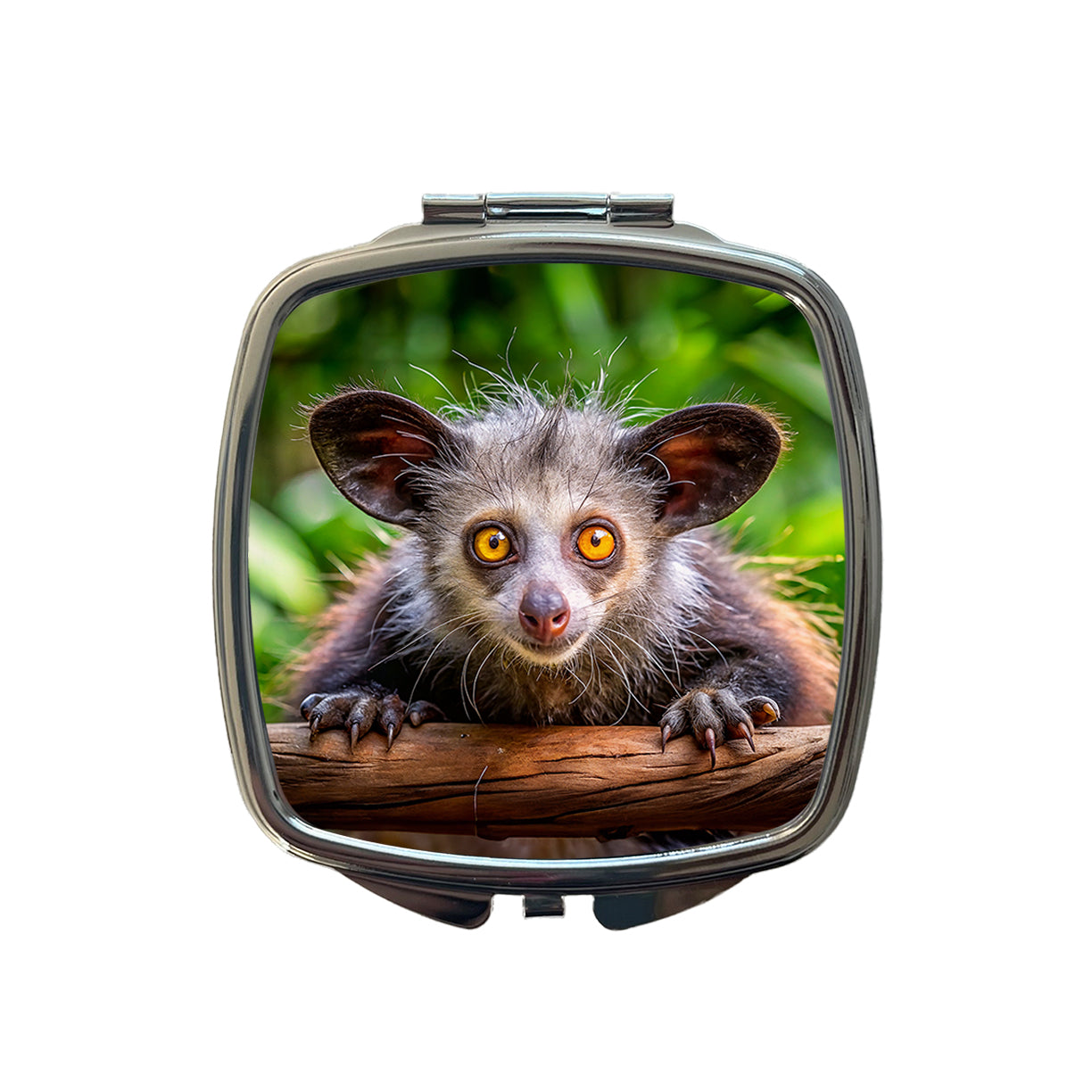 Aye Aye Long Fingered Lemur Small Travel Purse Handbag Pocket Makeup Compact Mirror